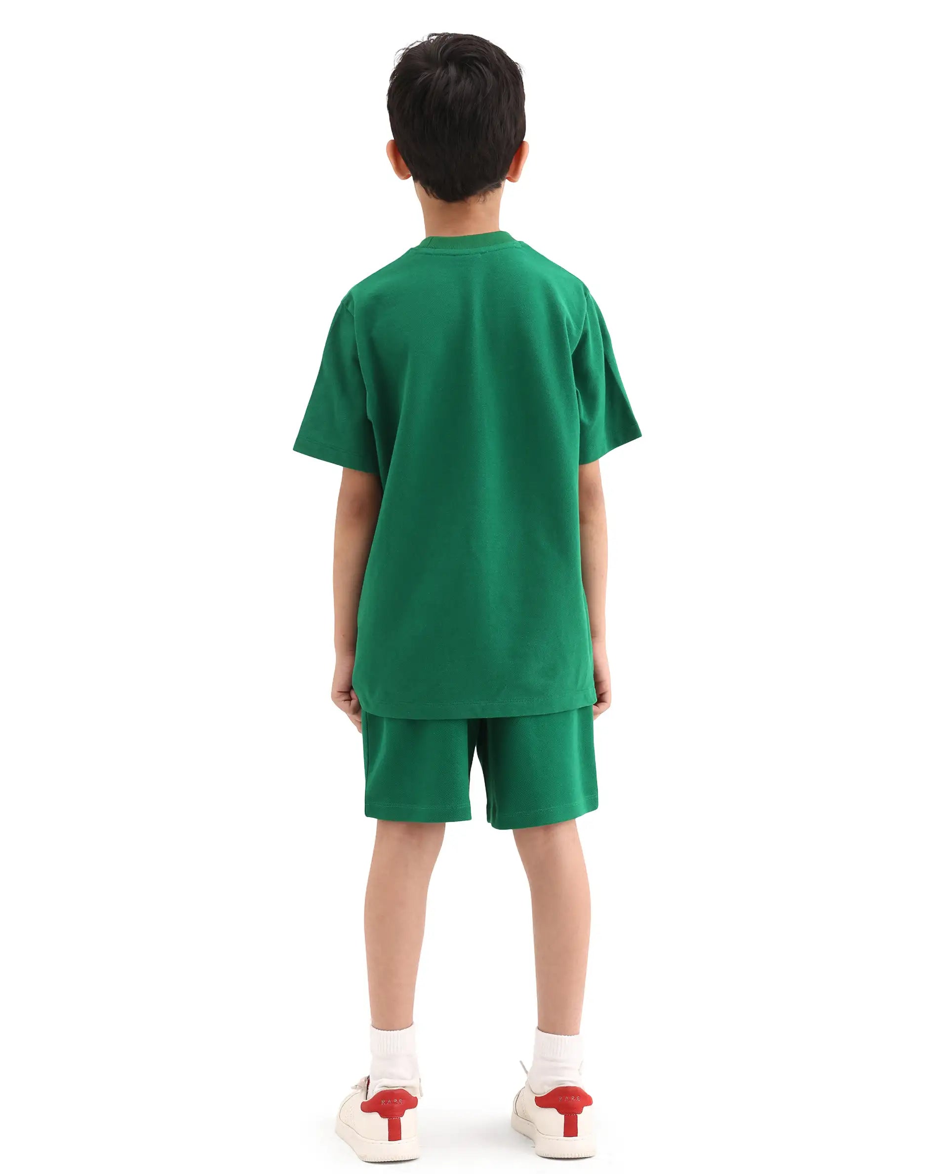 Rare Ones Kids Heros-B Green Polyester Blend Fabric Button And Zipper Closure Hd Print Regular Fit Shorts
