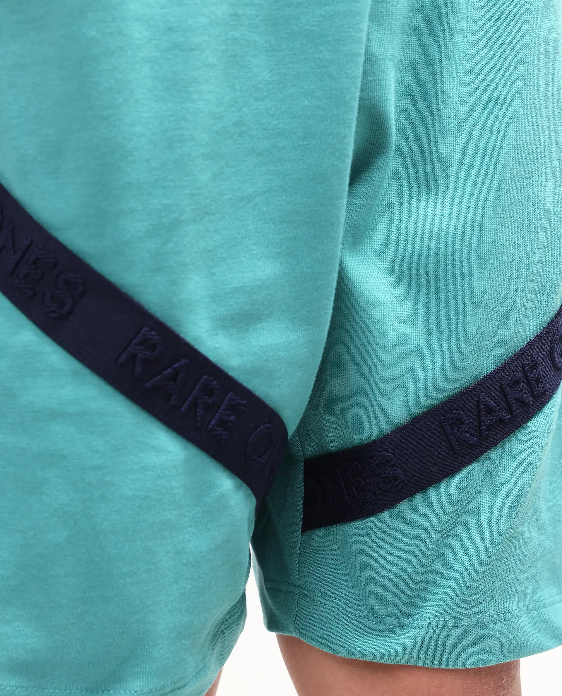 Rare Ones Kids Dream-B Teal Cotton Fabric Drawstring Closure Badge Applique Regular Fit Shorts