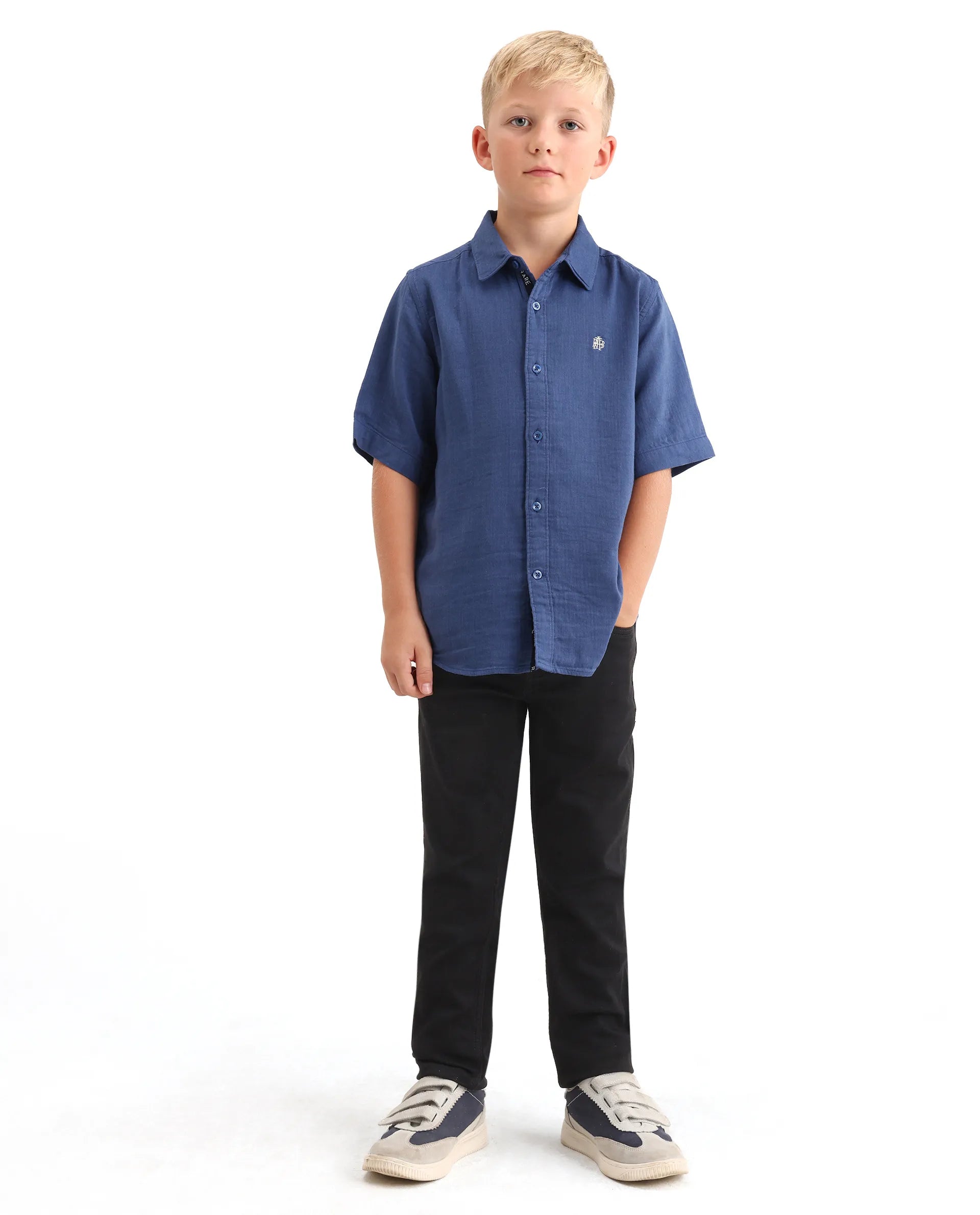 Rare Ones Kids Cove Black Cotton Blend Fabric Zipper Closure Slim Fit Jeans