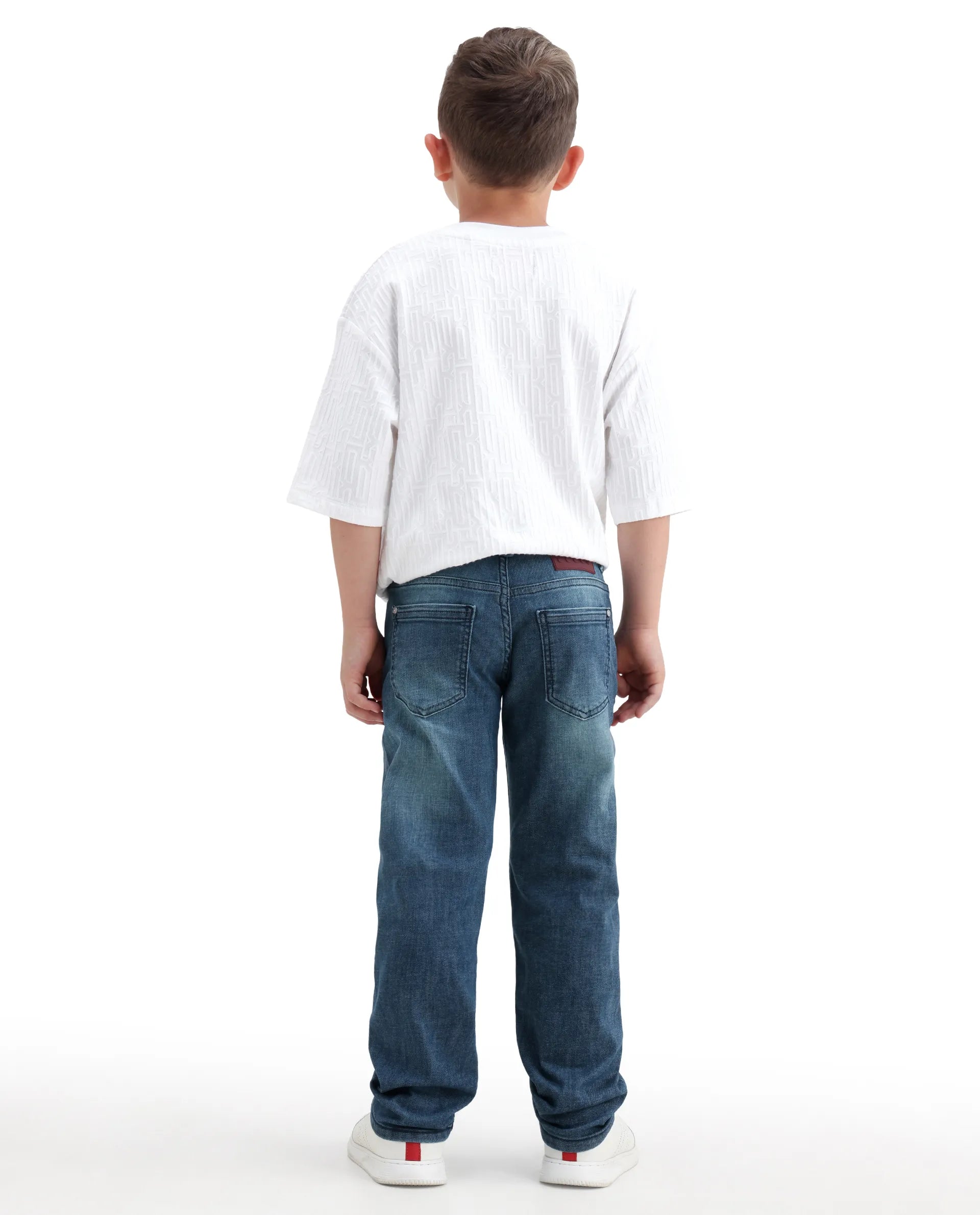 Rare Ones Kids Ziggy Dark Blue Cotton Blend Fabric Button And Zipper Closure Relaxed Fit Jeans