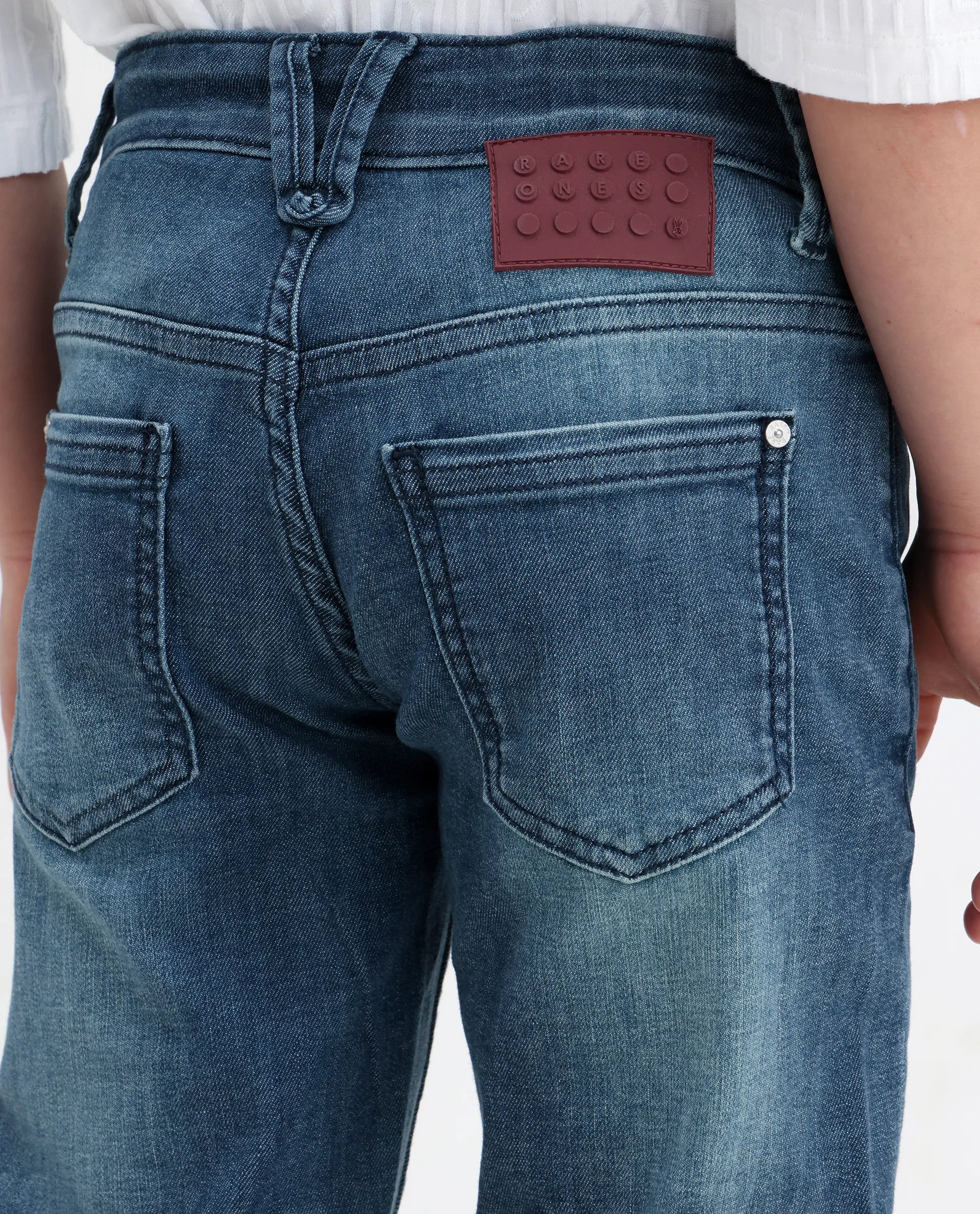 Rare Ones Kids Ziggy Dark Blue Cotton Blend Fabric Button And Zipper Closure Relaxed Fit Jeans