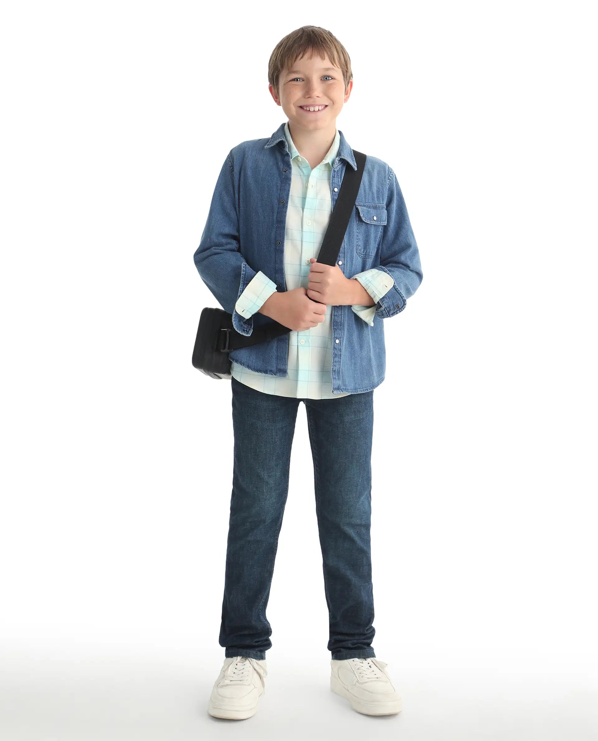 Rare Ones Kids Beck-1 Dark Blue Cotton Blend Fabric Drawstring Closure Slim Fit Jeans