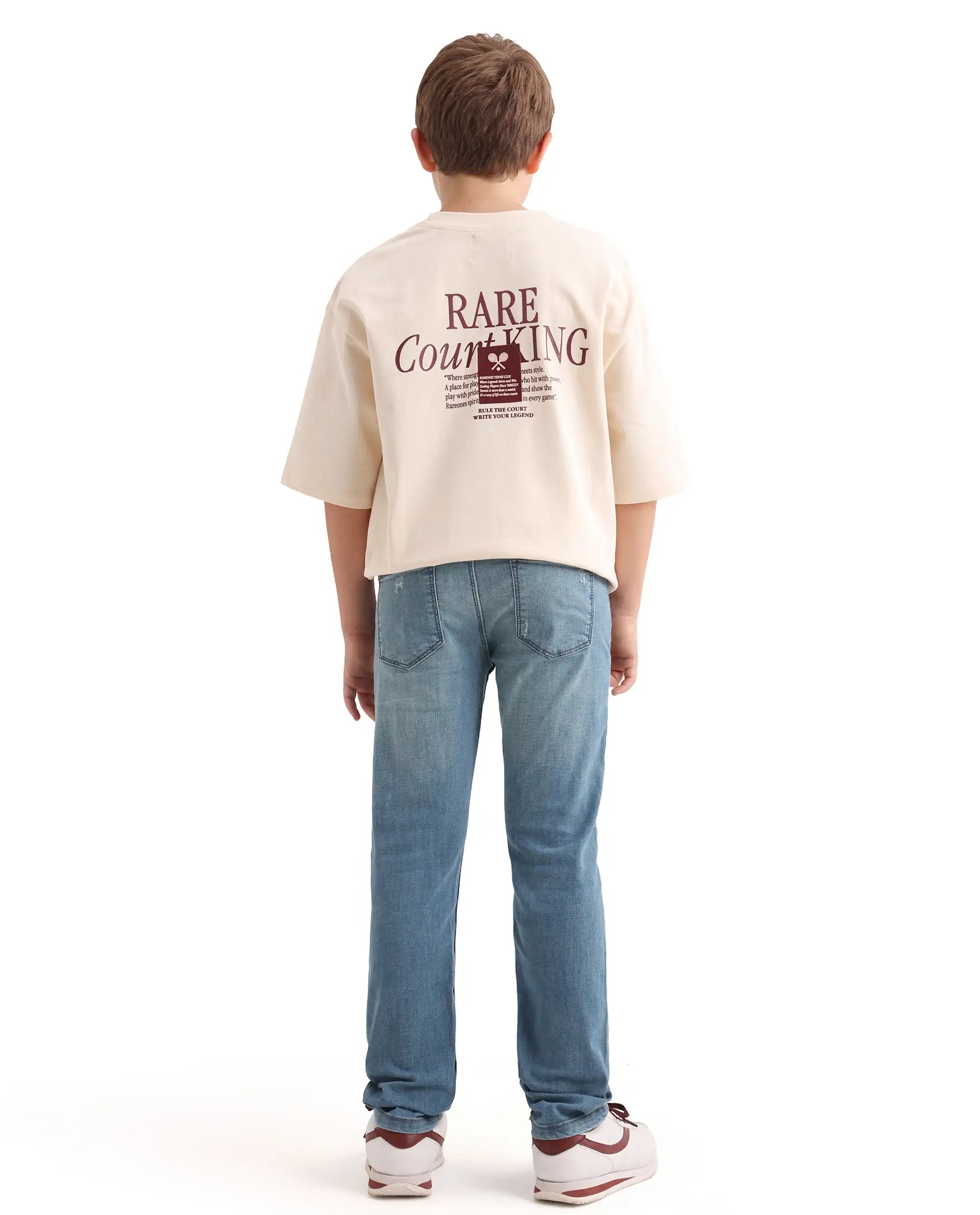 Rare Ones Kids Beck-2 Light Blue Cotton Blend Fabric Drawstring Closure Slim Fit Jeans