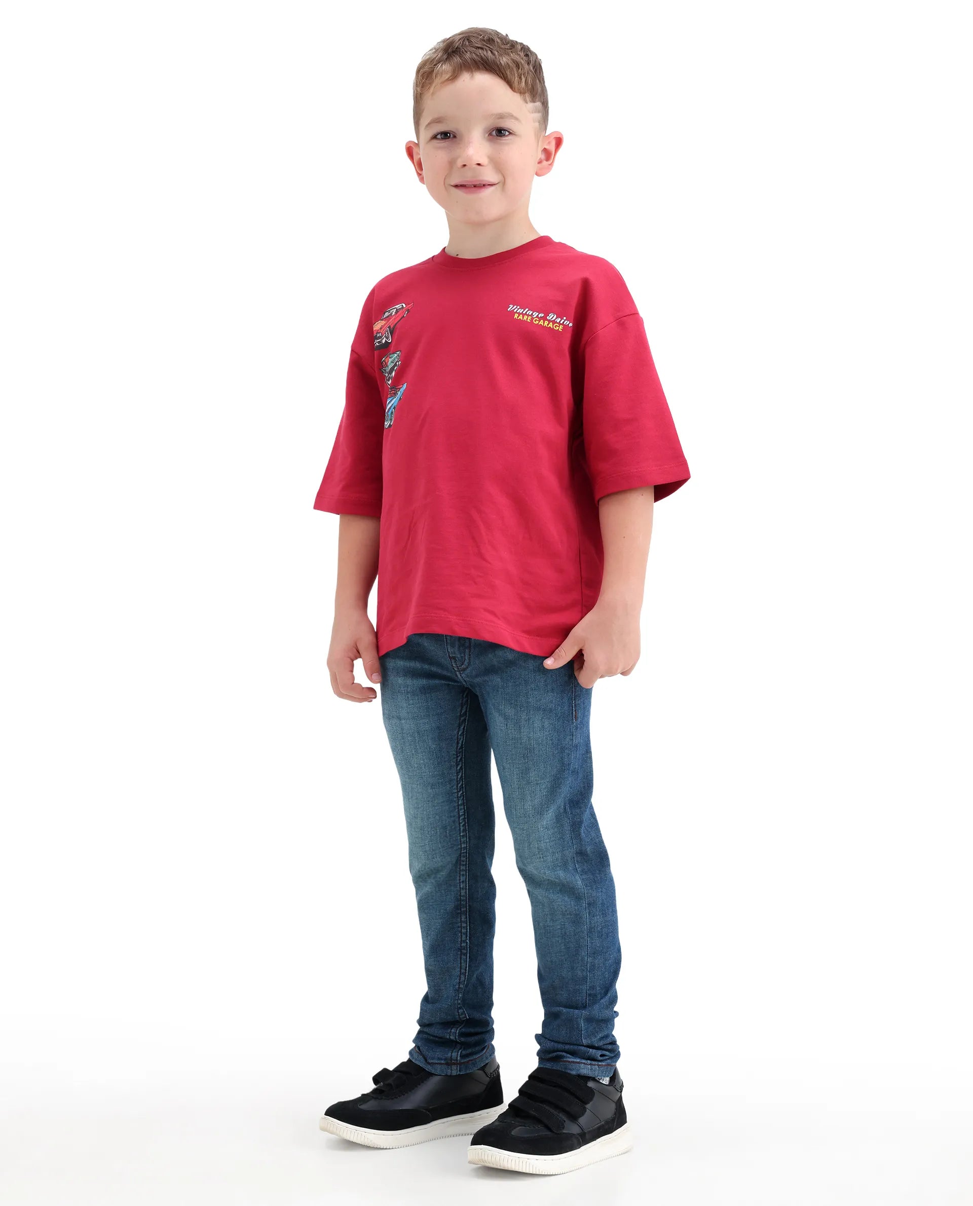 Rare Ones Kids Linus Light Blue Cotton Blend Fabric Zipper Closure Slim Fit Jeans