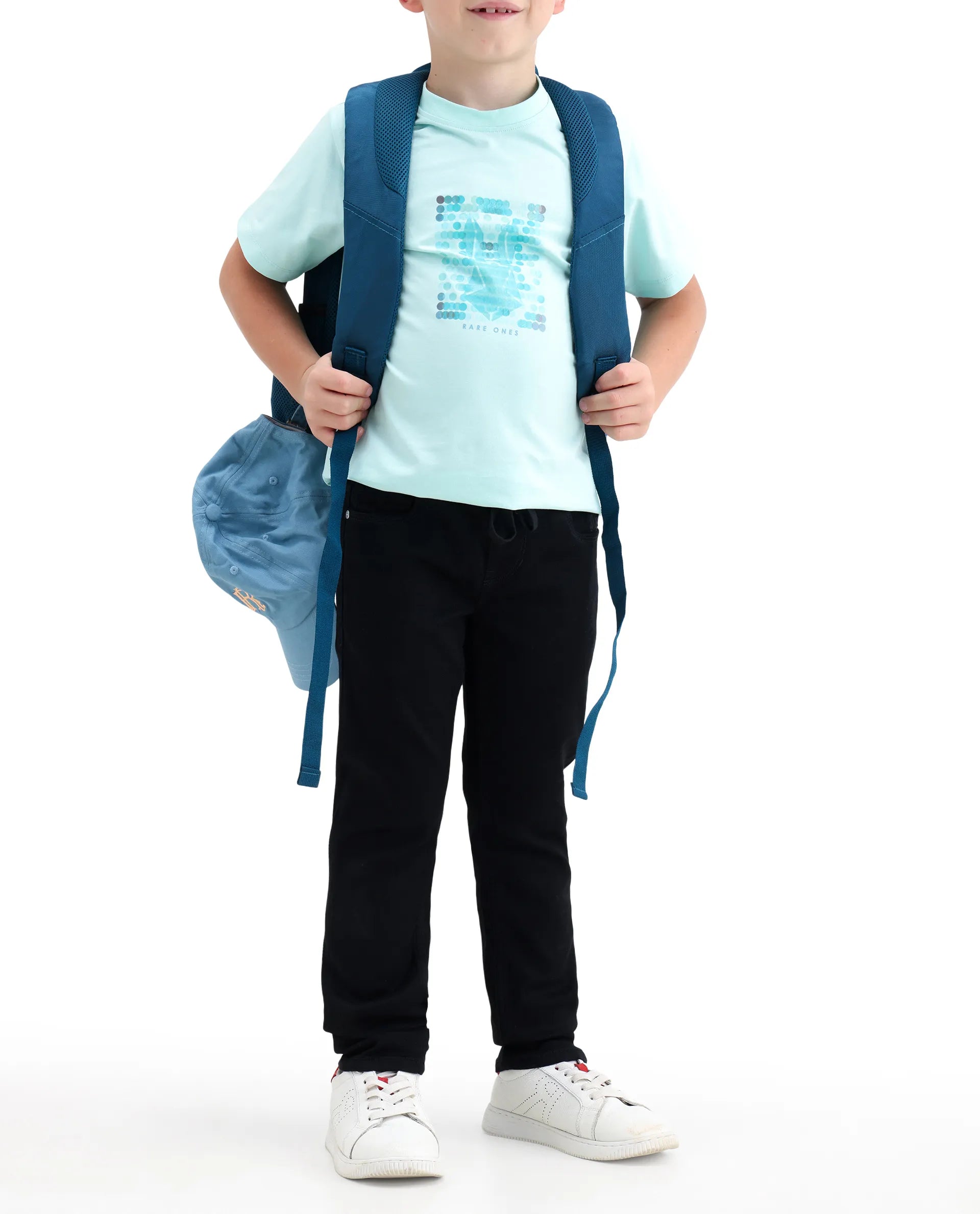 Rare Ones Kids Holt Black Cotton Blend Fabric Drawstring Closure Slim Fit Jeans