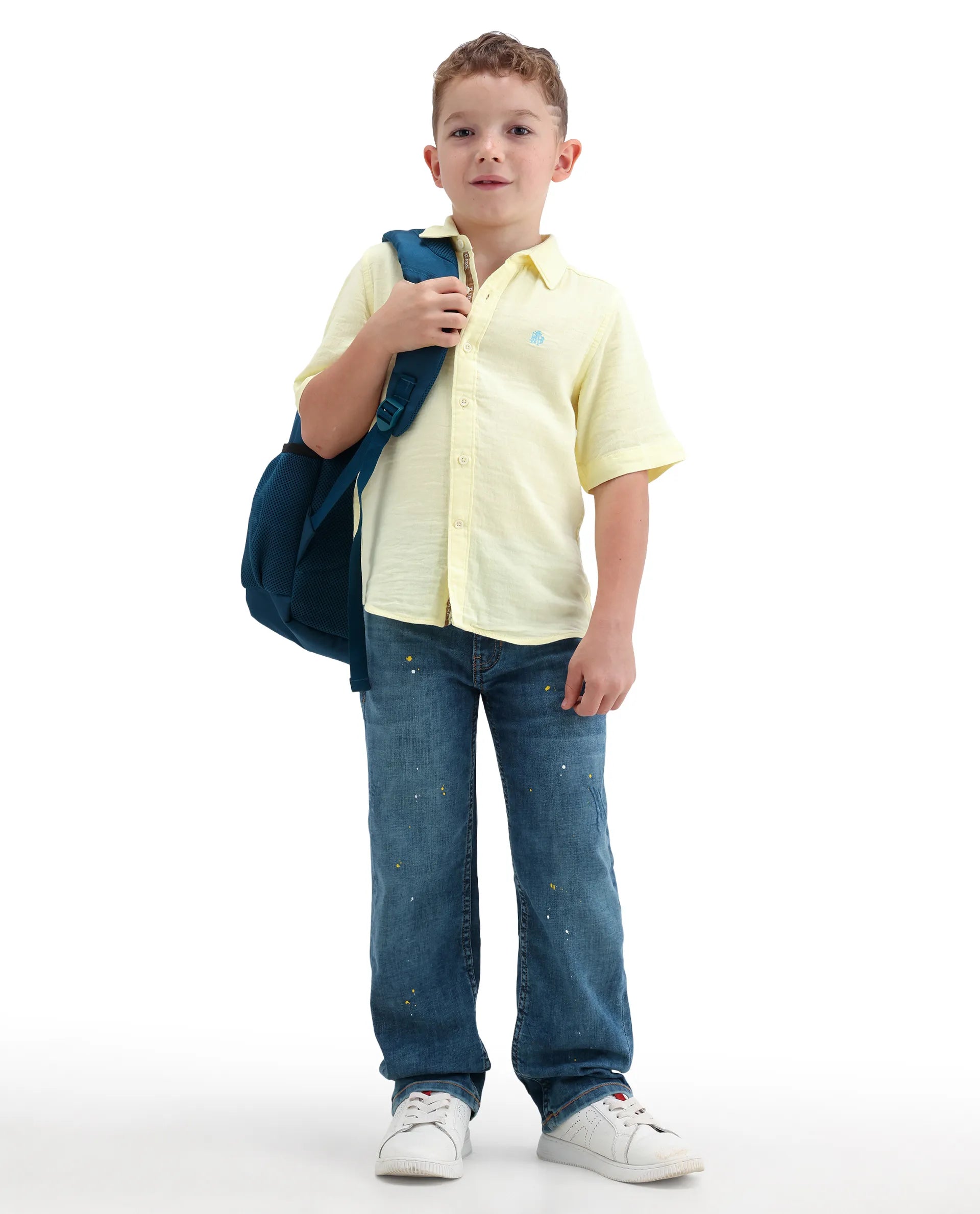 Rare Ones Kids Zigo Light Blue Cotton Blend Fabric Zipper Closure Relaxed Fit Jeans
