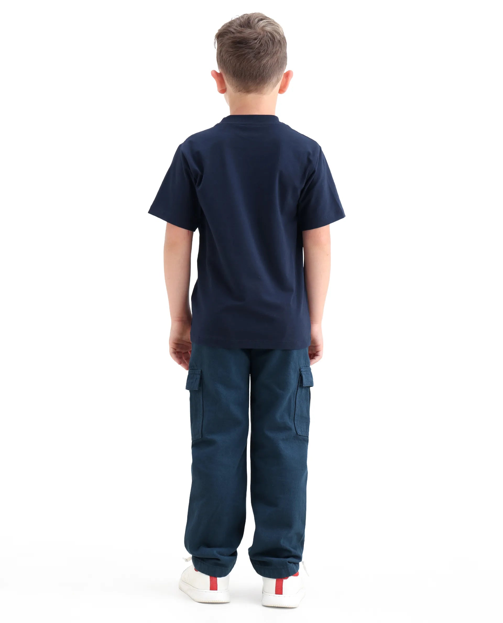 Rare Ones Kids Arrot-1 Dark Teal Cotton Fabric Zipper Closure Cargo Fit Jeans