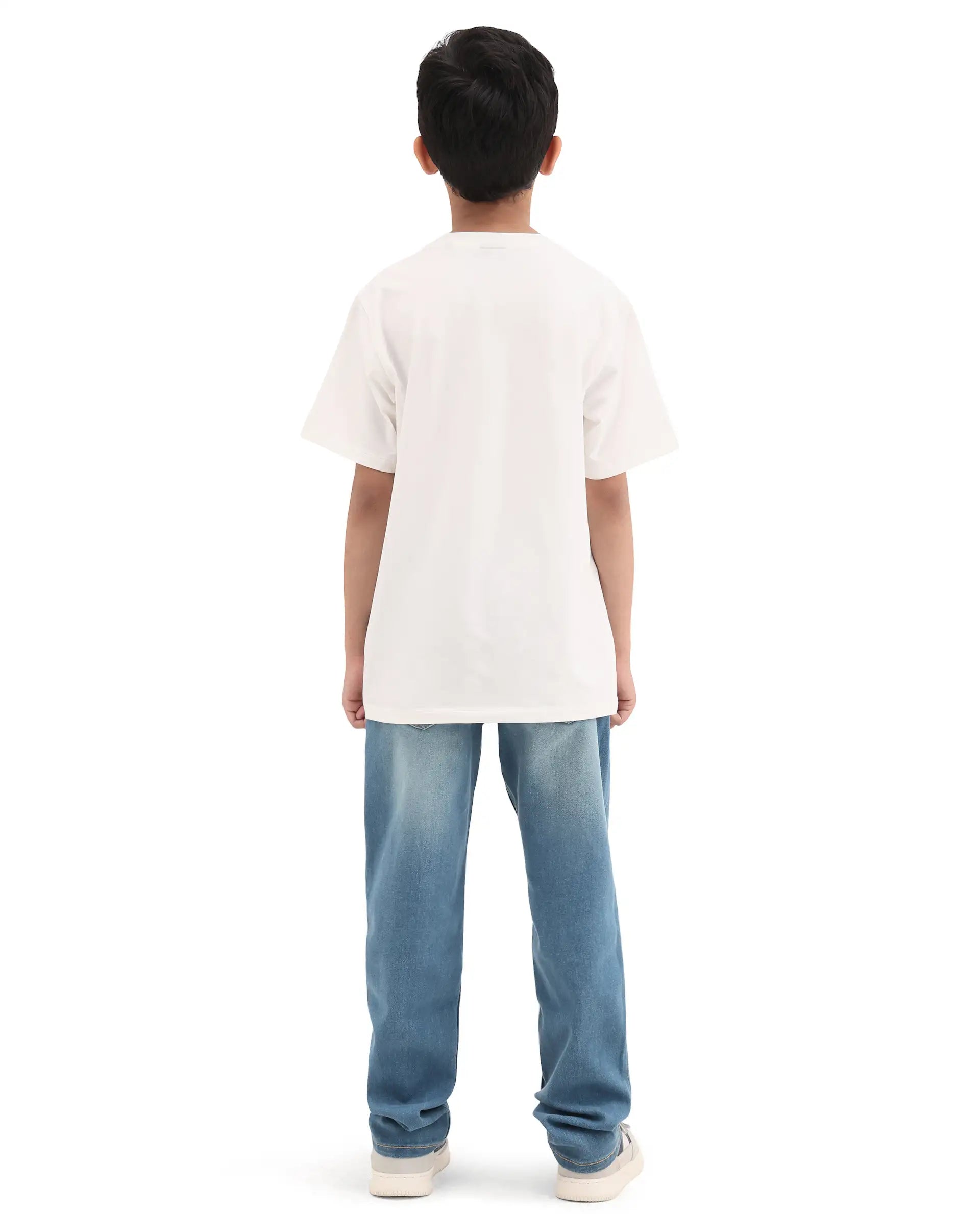 Rare Ones Kids Tom Blue Cotton Blend Fabric Zipper Closure Regular Fit Jeans
