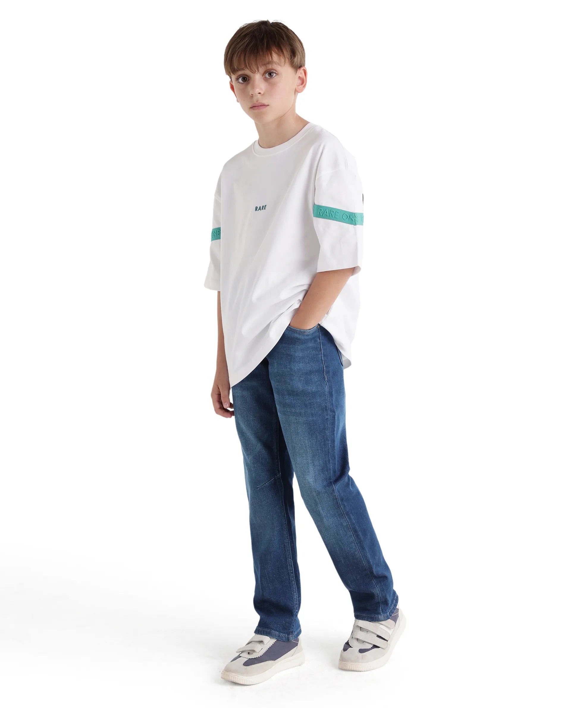 Rare Ones Kids Peto Dark Blue Cotton Blend Fabric Pull-On Closure Regular Fit Jeans