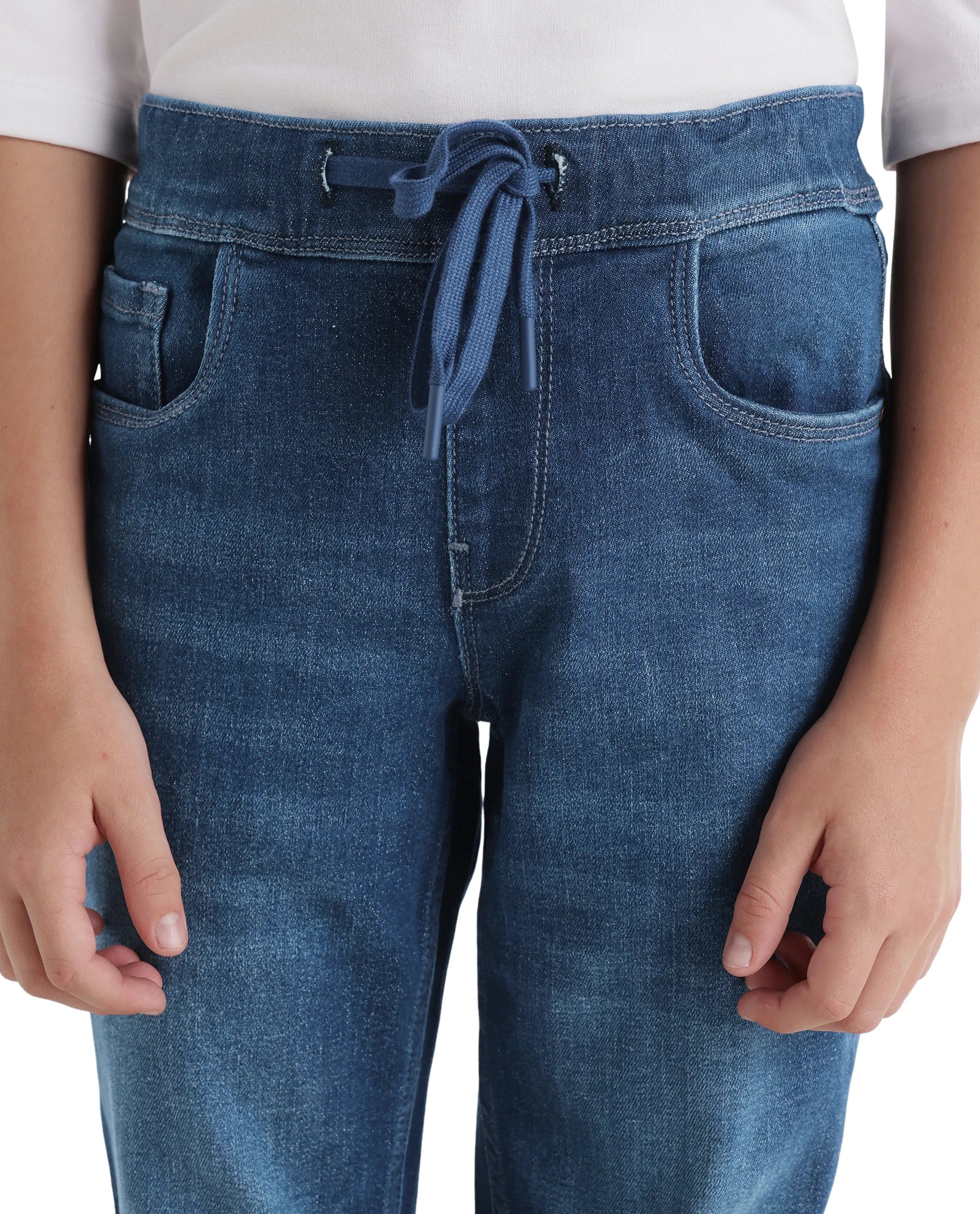 Rare Ones Kids Peto Dark Blue Cotton Blend Fabric Pull-On Closure Regular Fit Jeans