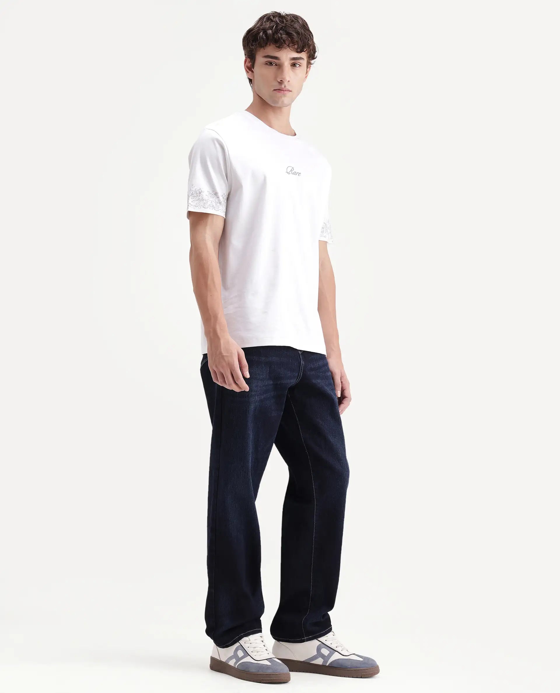 Rare Rabbit Men's Blay Dark Navy Cotton Blend Hawk Slim Regular Length Jeans