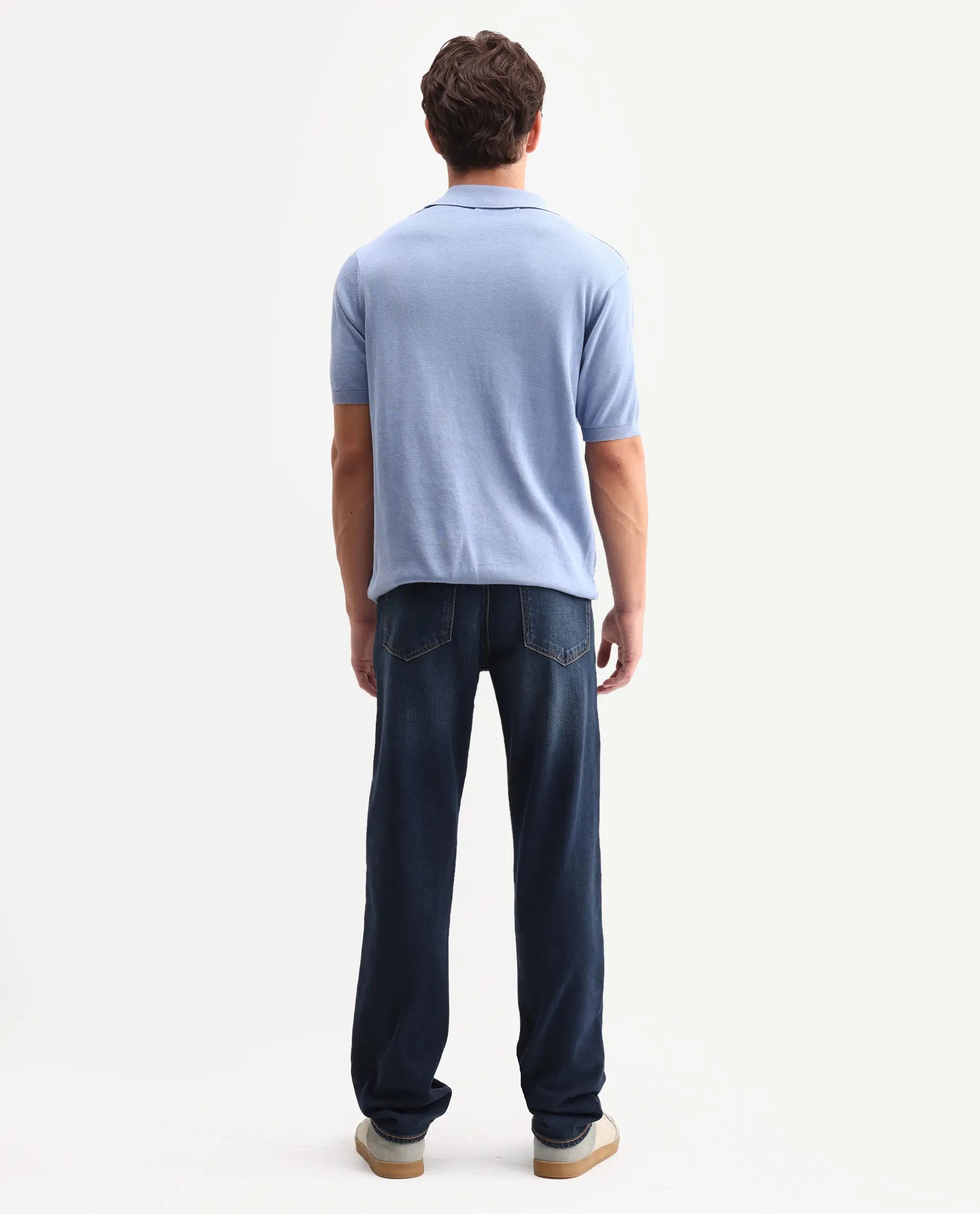 Rare Rabbit Men's Naze Dark Navy Cotton Blend Fabric Shank And Zipper Morris Regular Plain Jeans