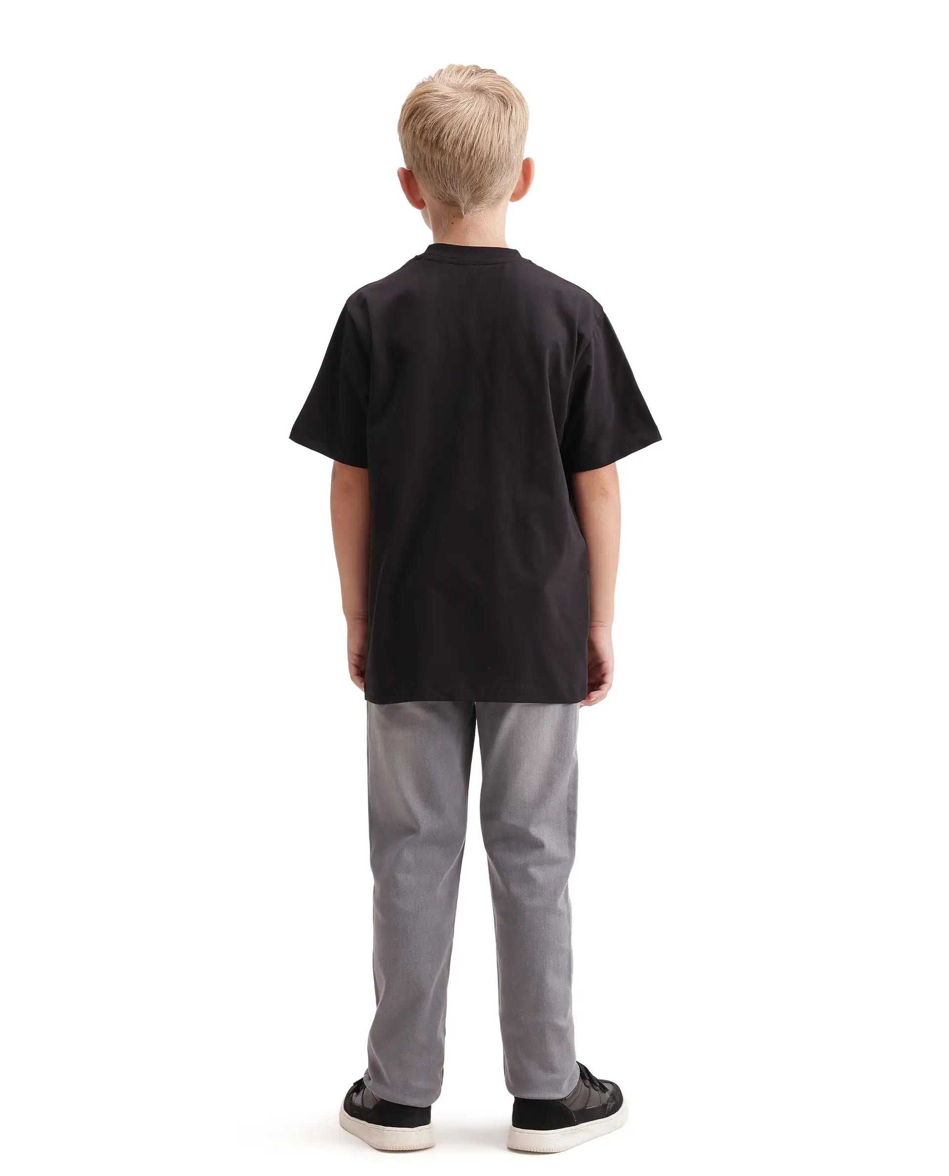 Rare Ones Kids Kemp Grey Cotton Blend Fabric Button And Zip Closure Slim Fit Plain Jeans