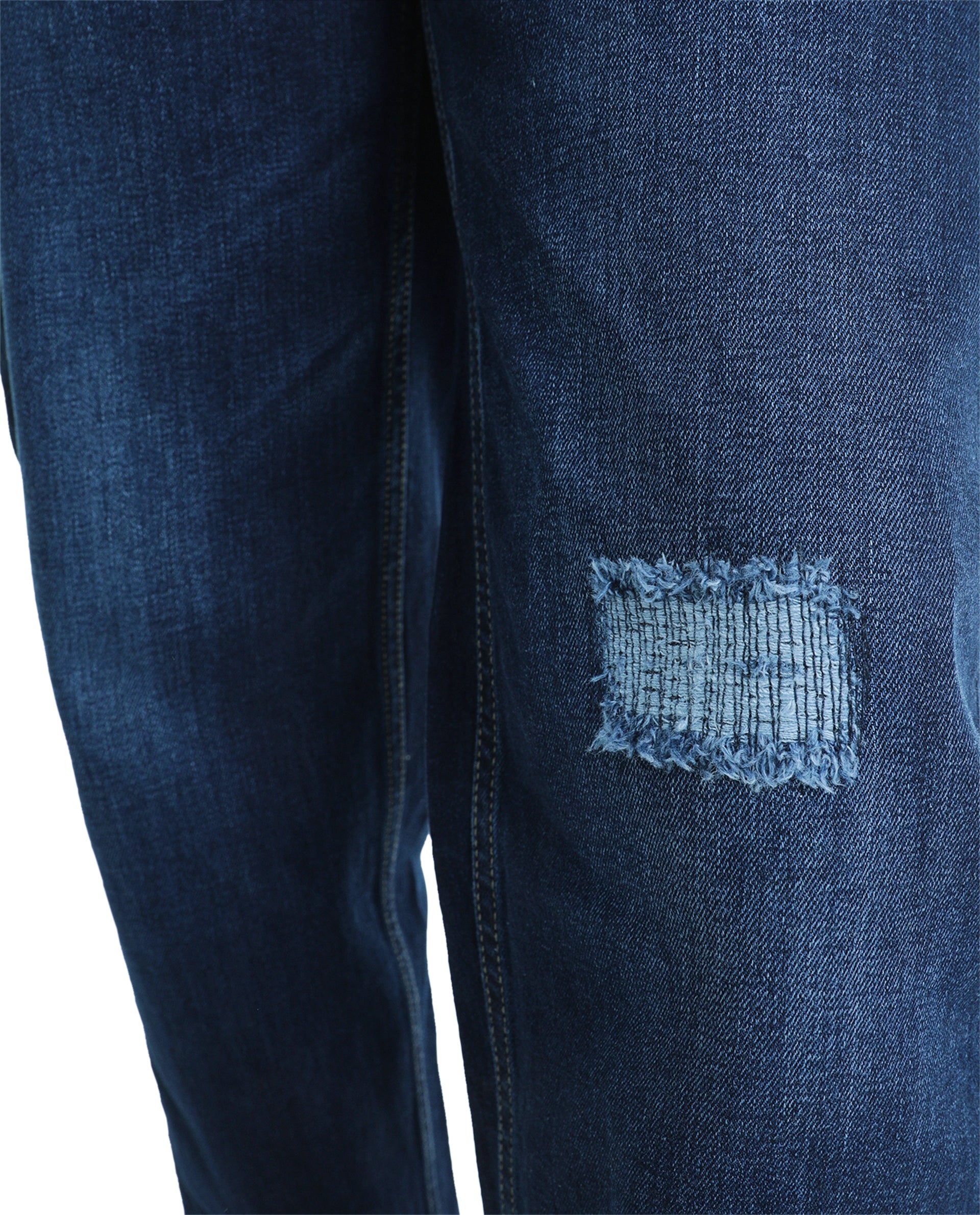Rare Ones Kids Glox Dark Blue Cotton Blend Fabric Button And Zip Closure Relaxed Fit Plain Jeans