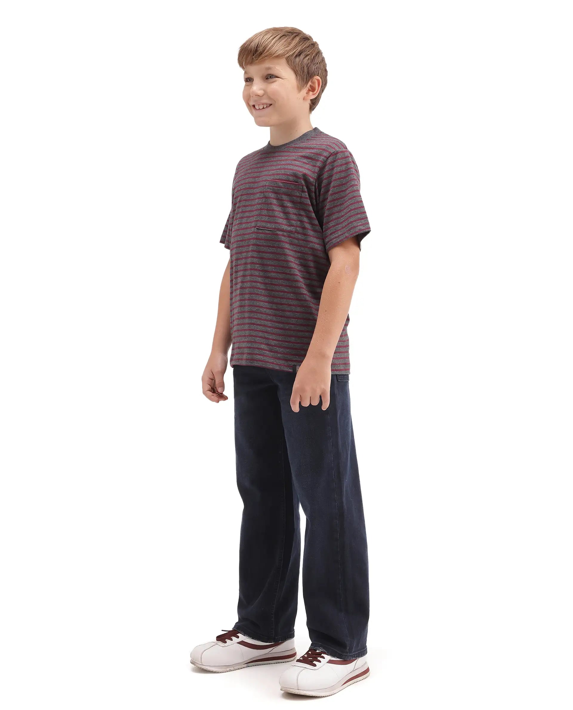 Rare Ones Kids Relo Dark Navy Cotton Blend Fabric Button And Zipper Closure Relaxed Plain Jeans