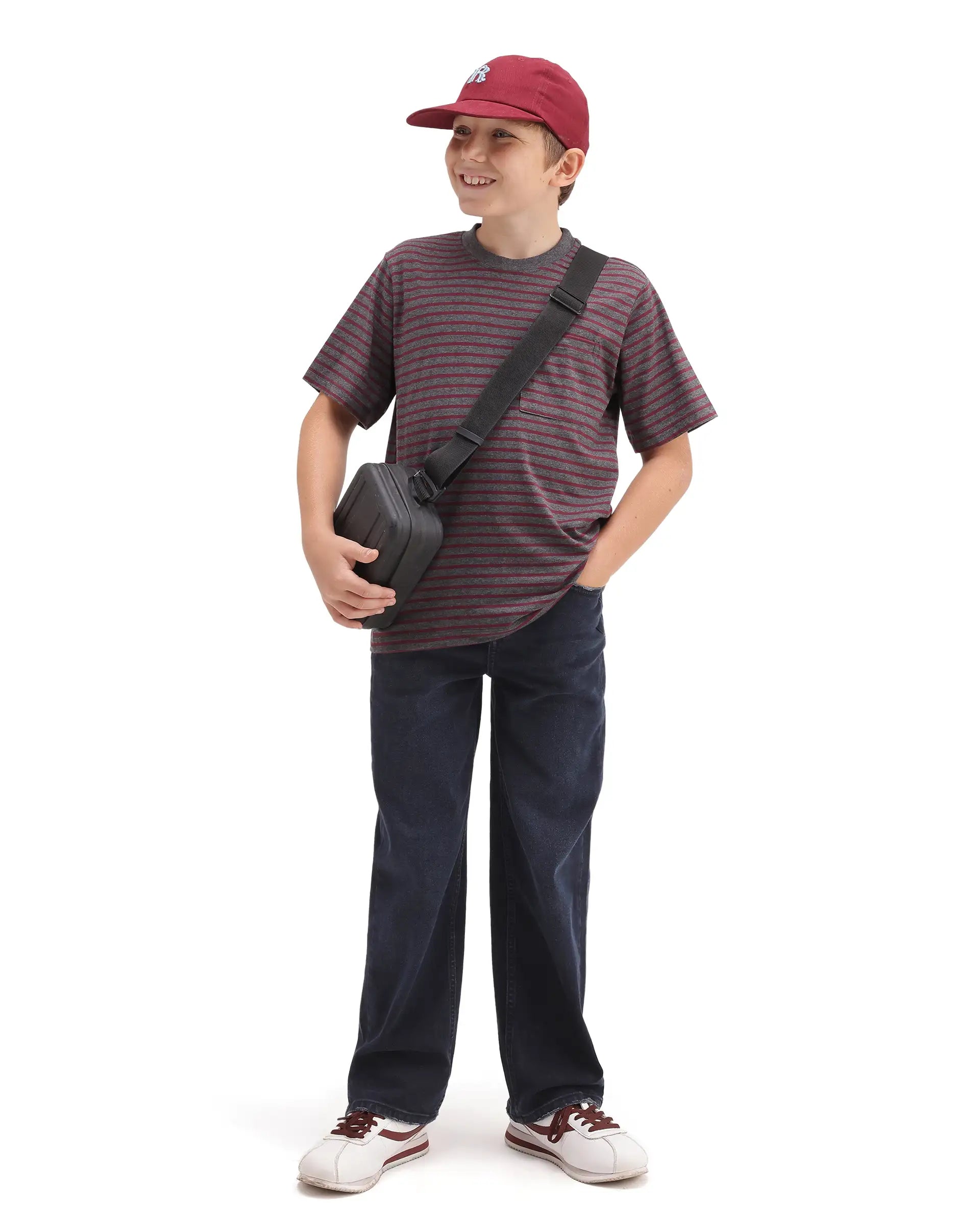 Rare Ones Kids Relo Dark Navy Cotton Blend Fabric Button And Zipper Closure Relaxed Plain Jeans