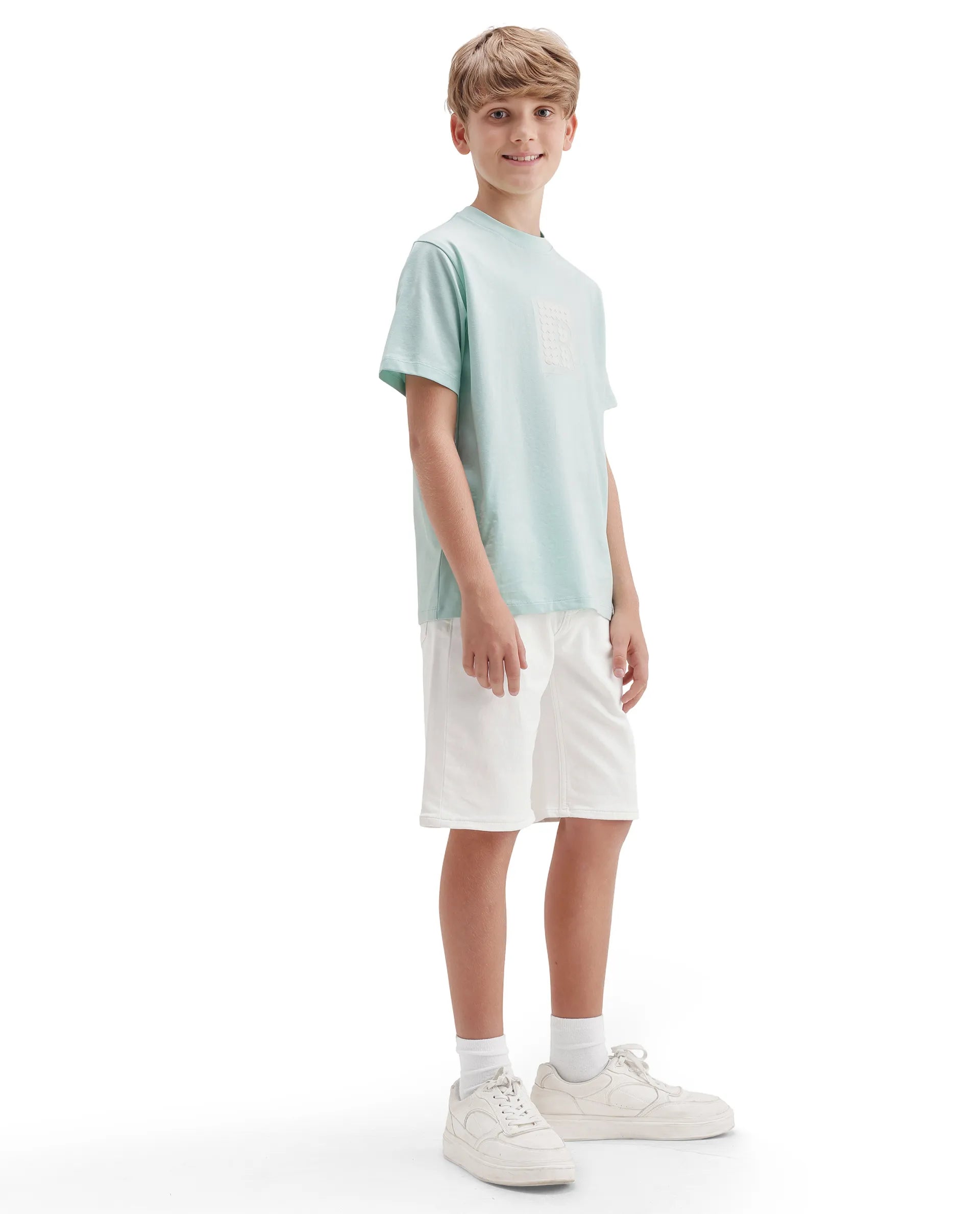 Rare Ones Kids Siro White Cotton Blend Fabric Button And Zipper Closure Regular Plain Shorts