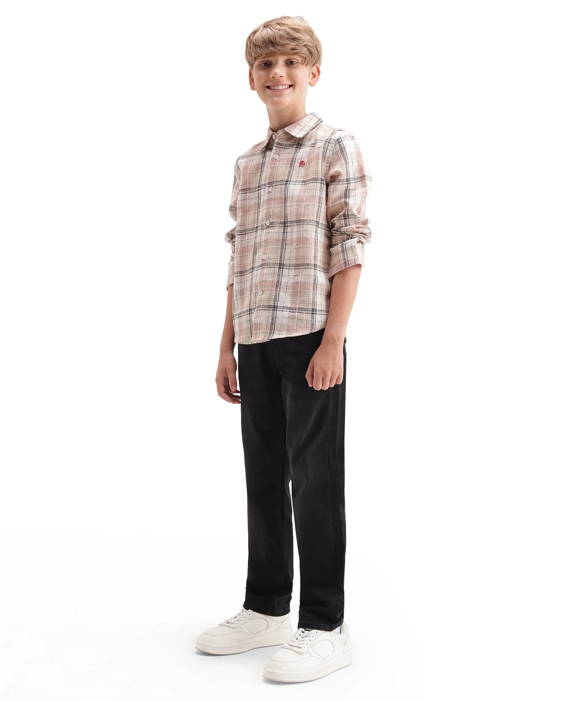 Rare Ones Kids Rexo Black Cotton Blend Fabric Button And Zipper Closure Regular Fit Jeans