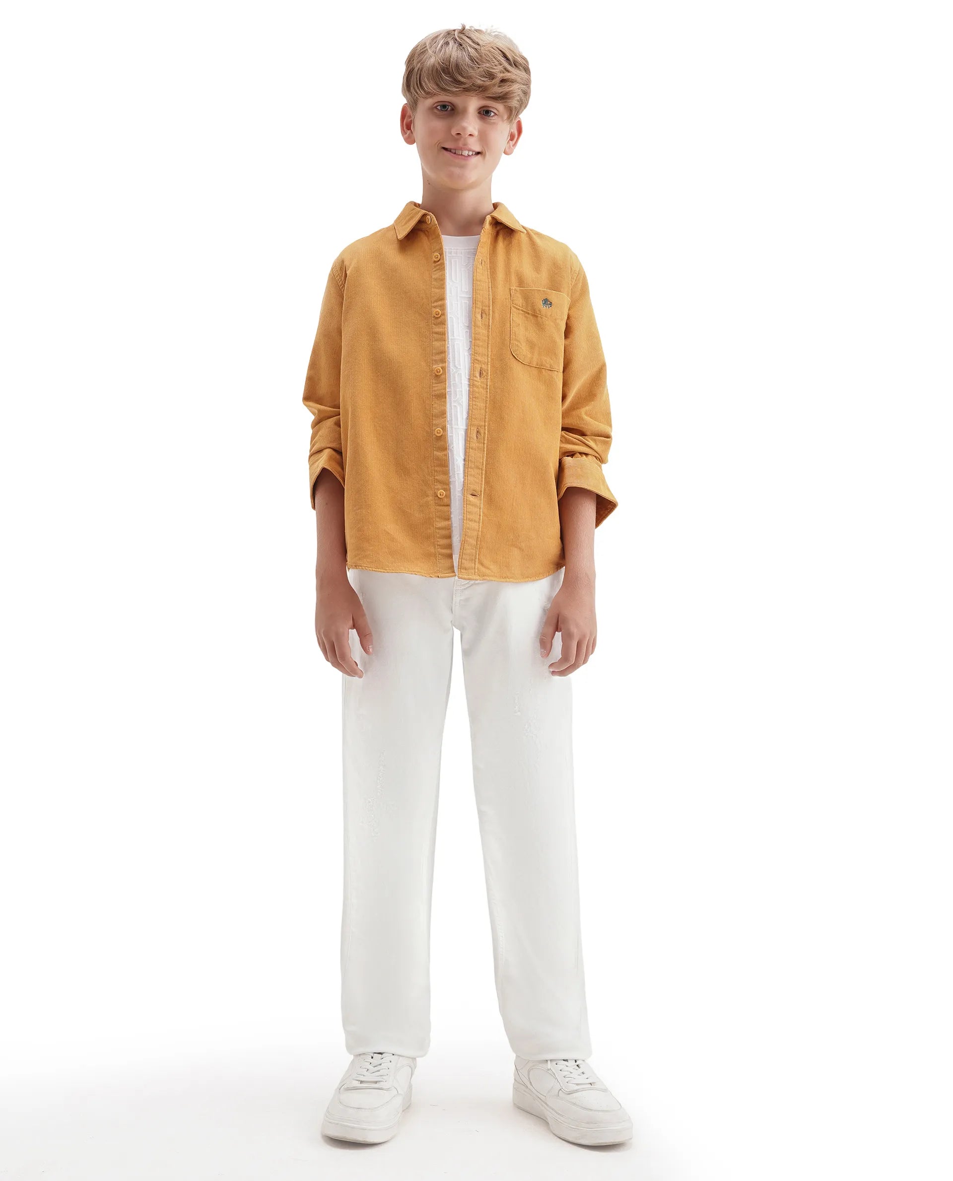 Rare Ones Kids Hoax Off White Cotton Blend Fabric Button And Zipper Closure Regular Plain Jeans