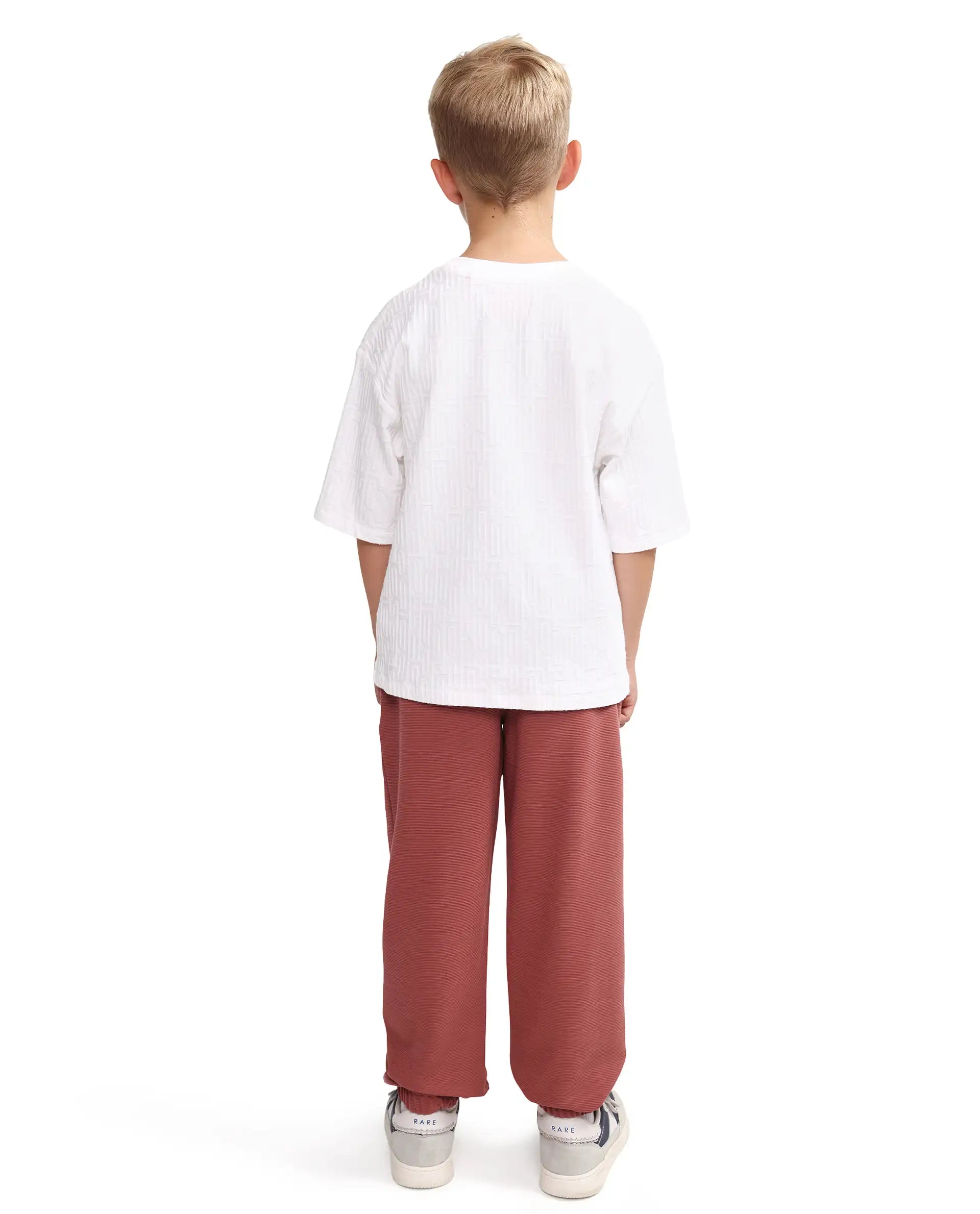 Rare Ones Kids Lando Dusky Red Cotton Blend Fabric Drawstring Closure Jogger Fit Track Pant
