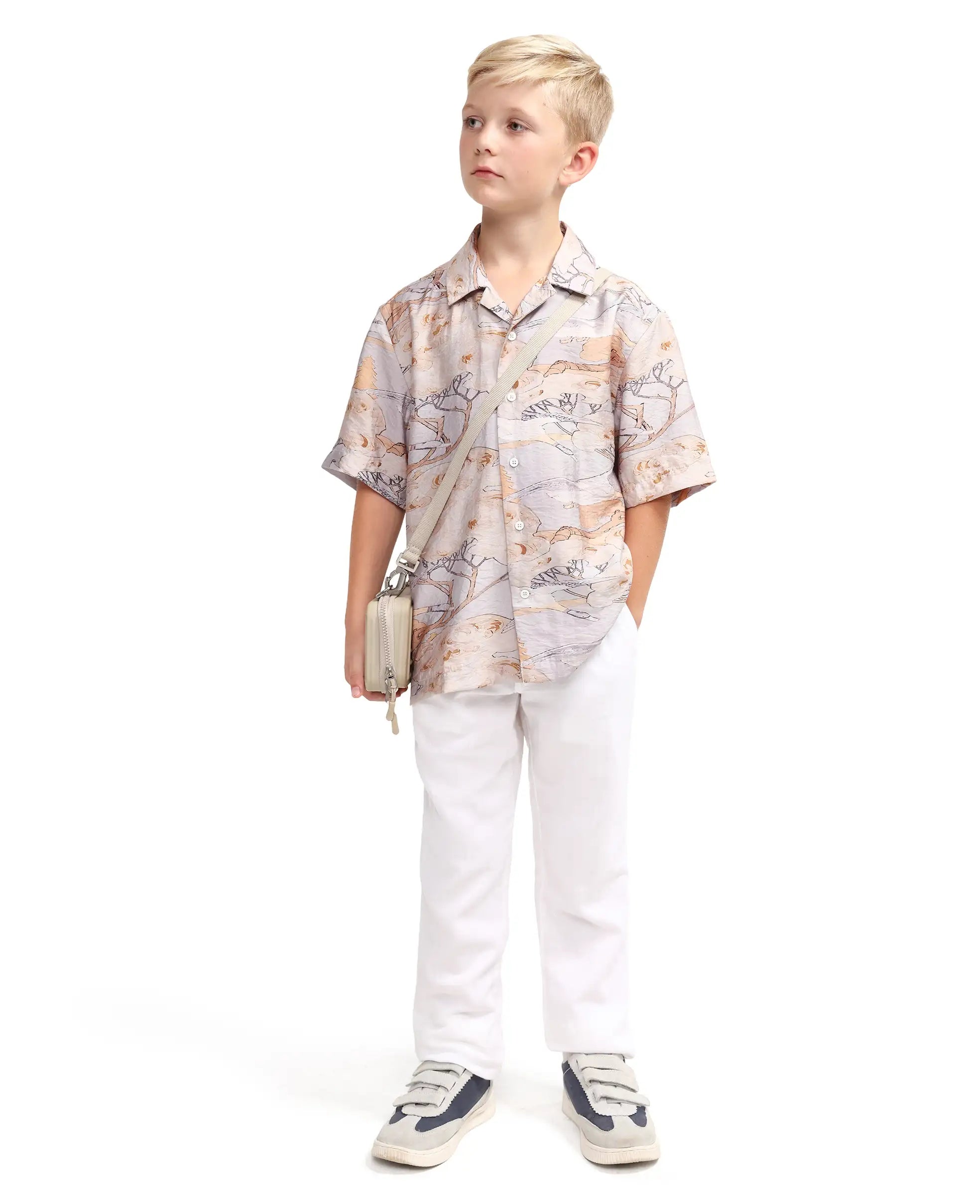 Rare Ones Kids Zeno Light Purple Viscose Blend Fabric Button Closure Boxy Fit Shirt