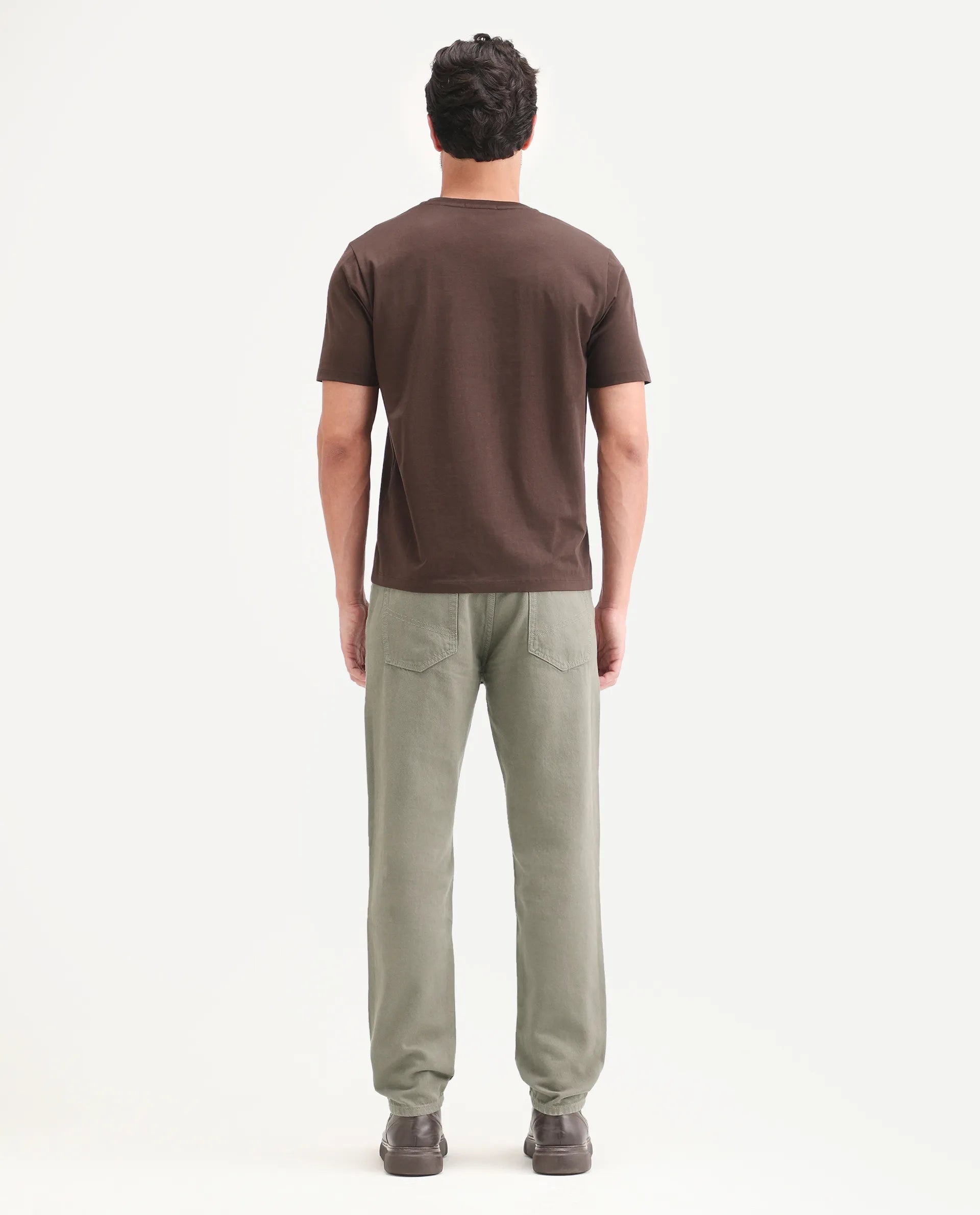 Rare Rabbit Men's Arvi G Green Cotton Fabric Shank And Zipper Kurt Carrot Plain Jeans