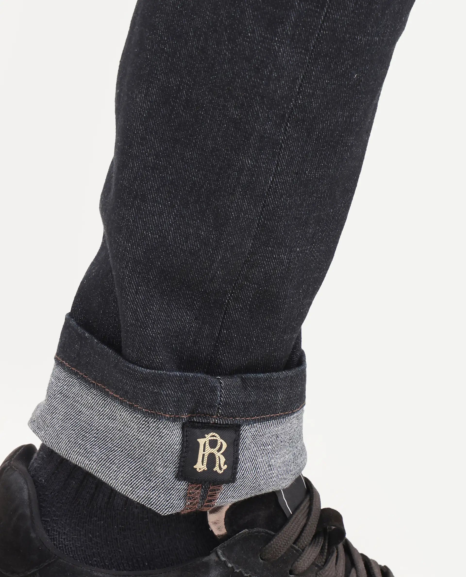 Rare Rabbit Men's Zire H Dark Navy Cotton Blend Fabric Shank And Zipper Hawk Slim Plain Jeans