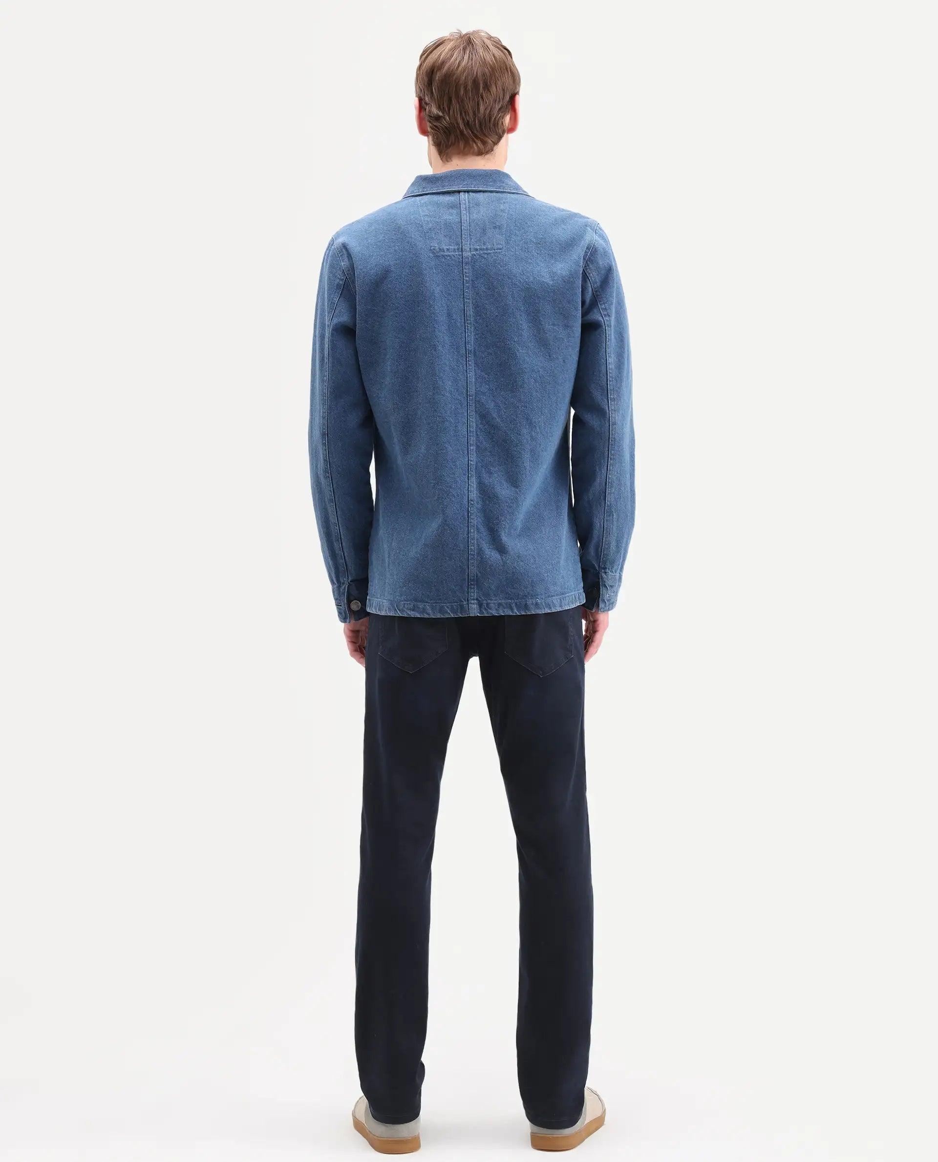 Rare Rabbit Men's Zint Dark Navy Cotton Blend Fabric Shank And Zipper Hawk Slim Plain Jeans