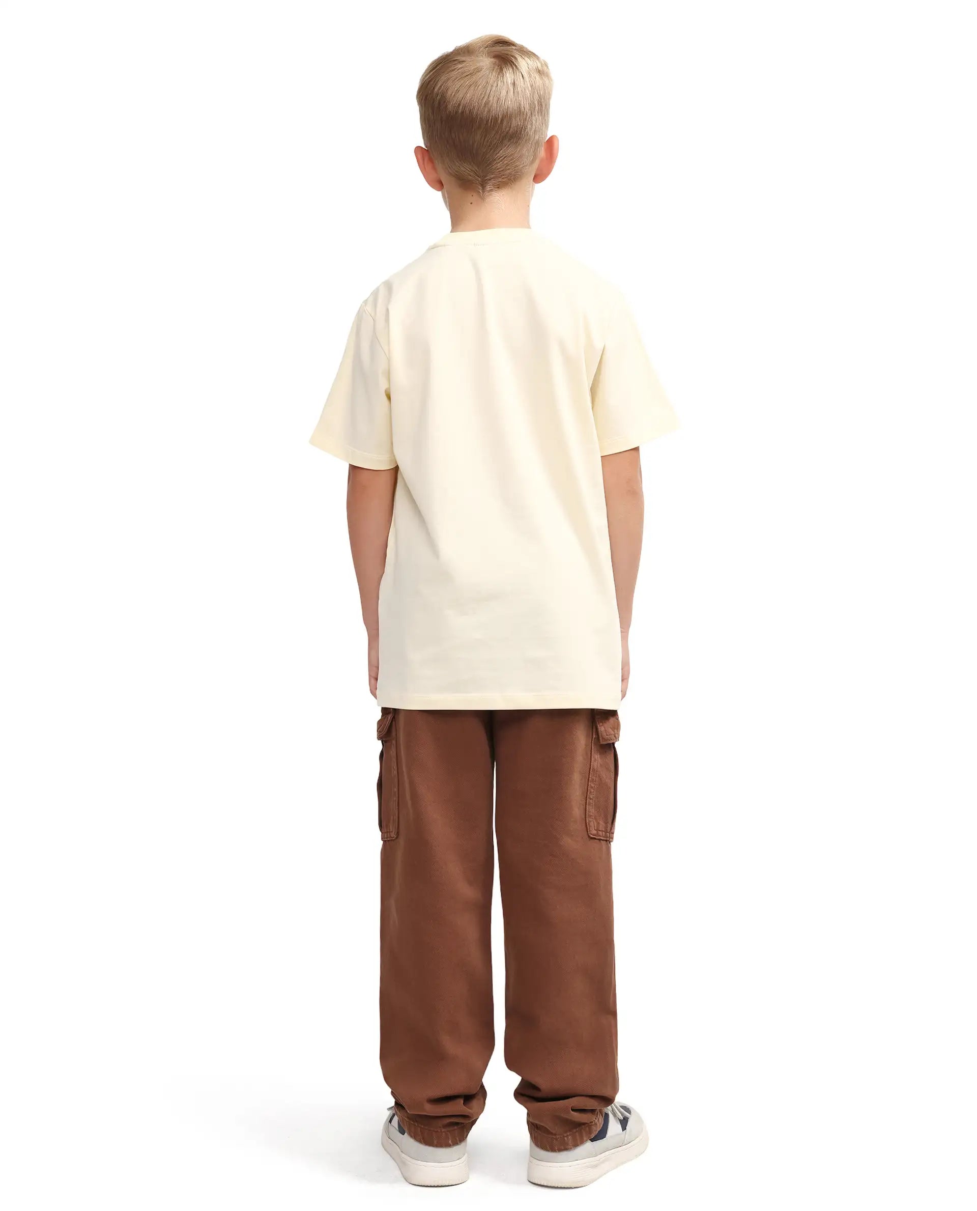 Rare Ones Kids Arrow-1 Brown Cotton Fabric Zipper Closure Relaxed Fit Jeans