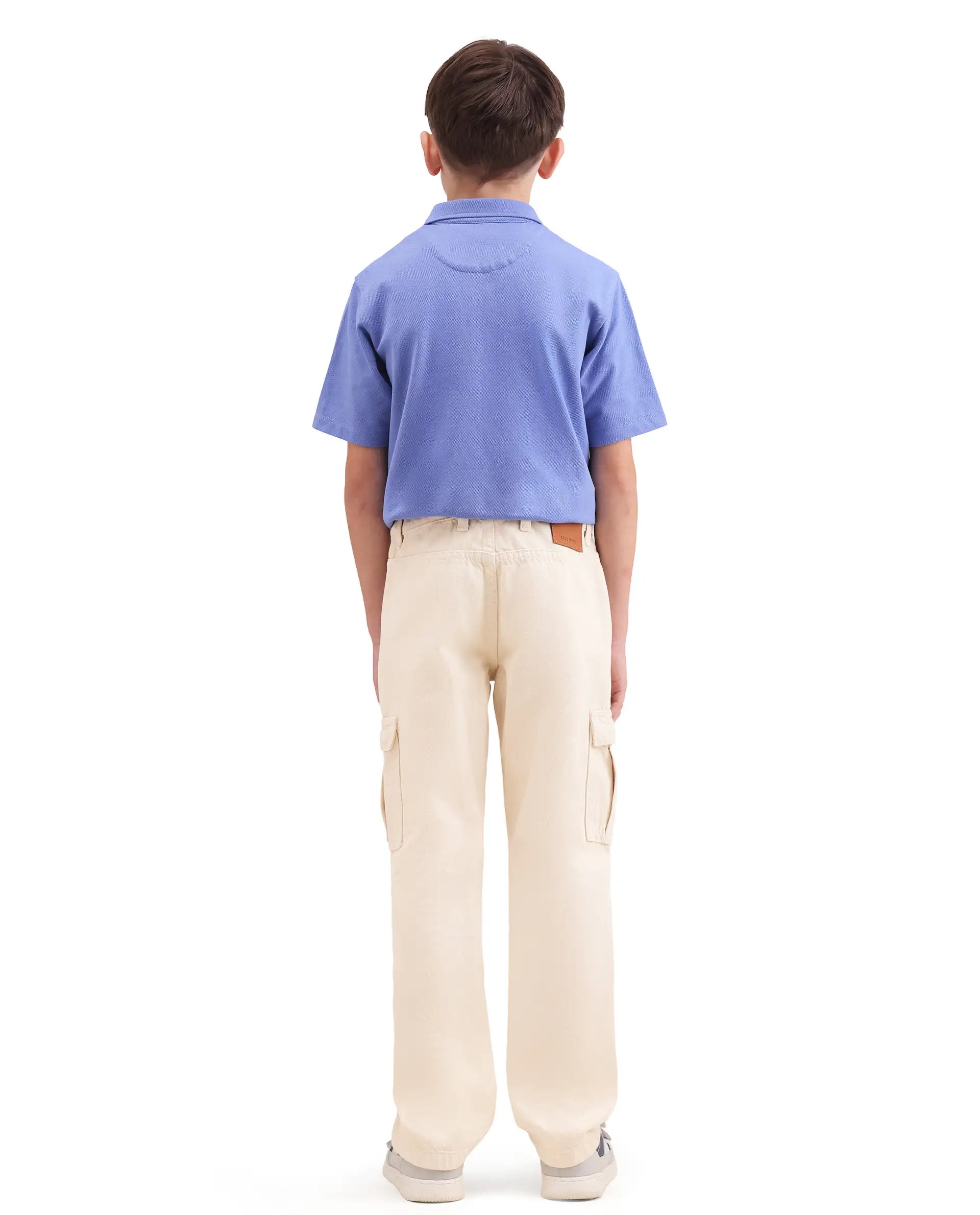 Rare Ones Kids Arrow-2 Beige Cotton Fabric Zipper Closure Relaxed Fit Jeans