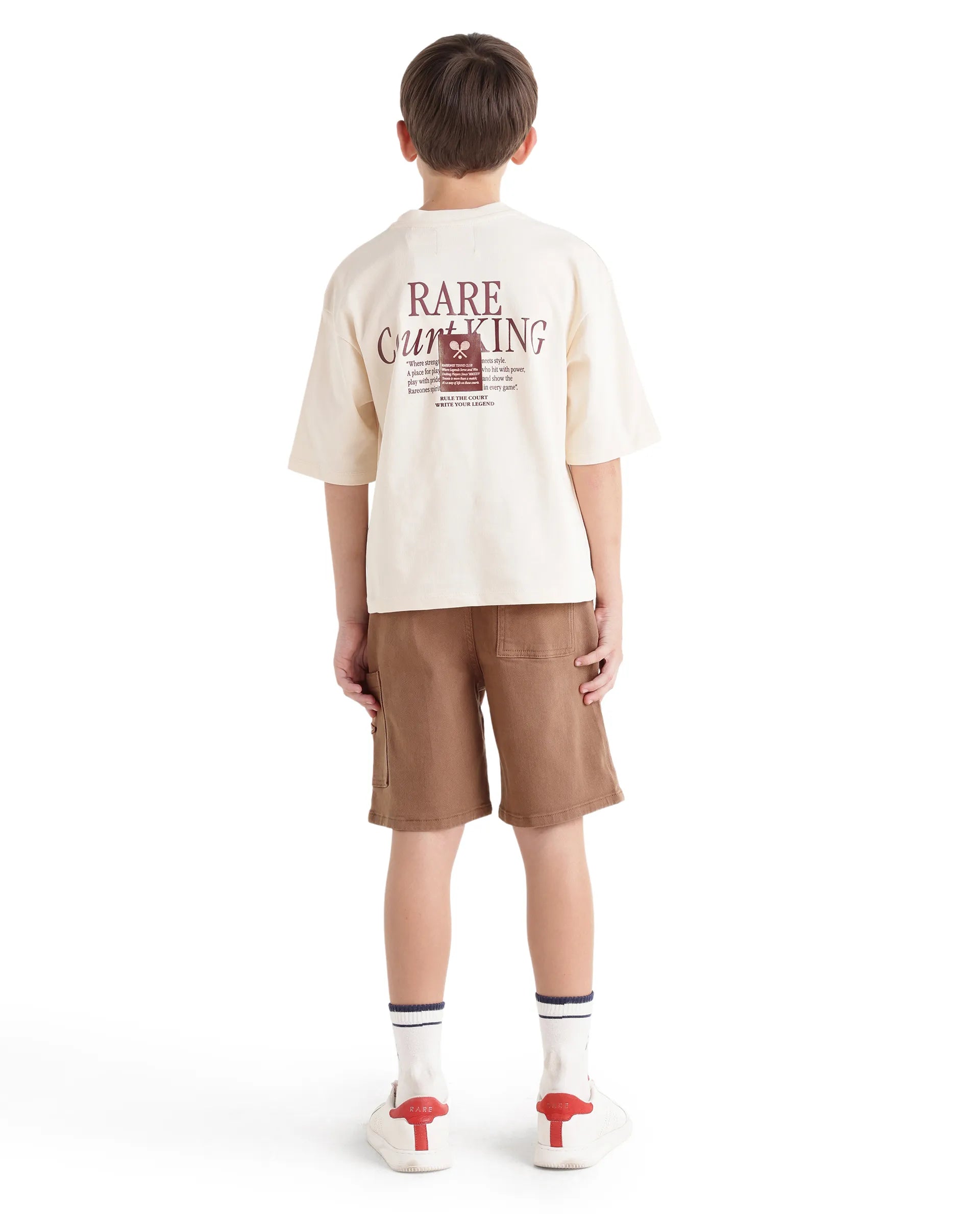 Rare Ones Kids Olio Light Brown Cotton Fabric Pull-On Closure Regular Fit Shorts