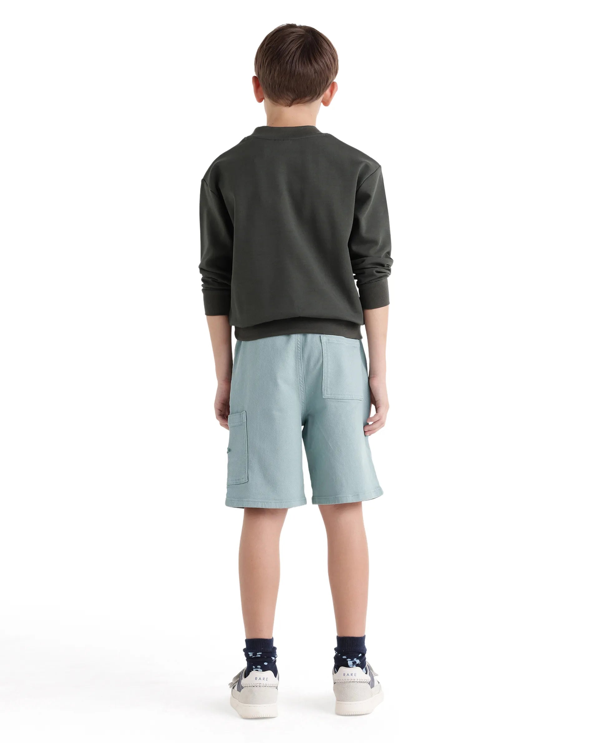 Rare Ones Kids Olio Sage Cotton Fabric Pull-On Closure Regular Fit Shorts