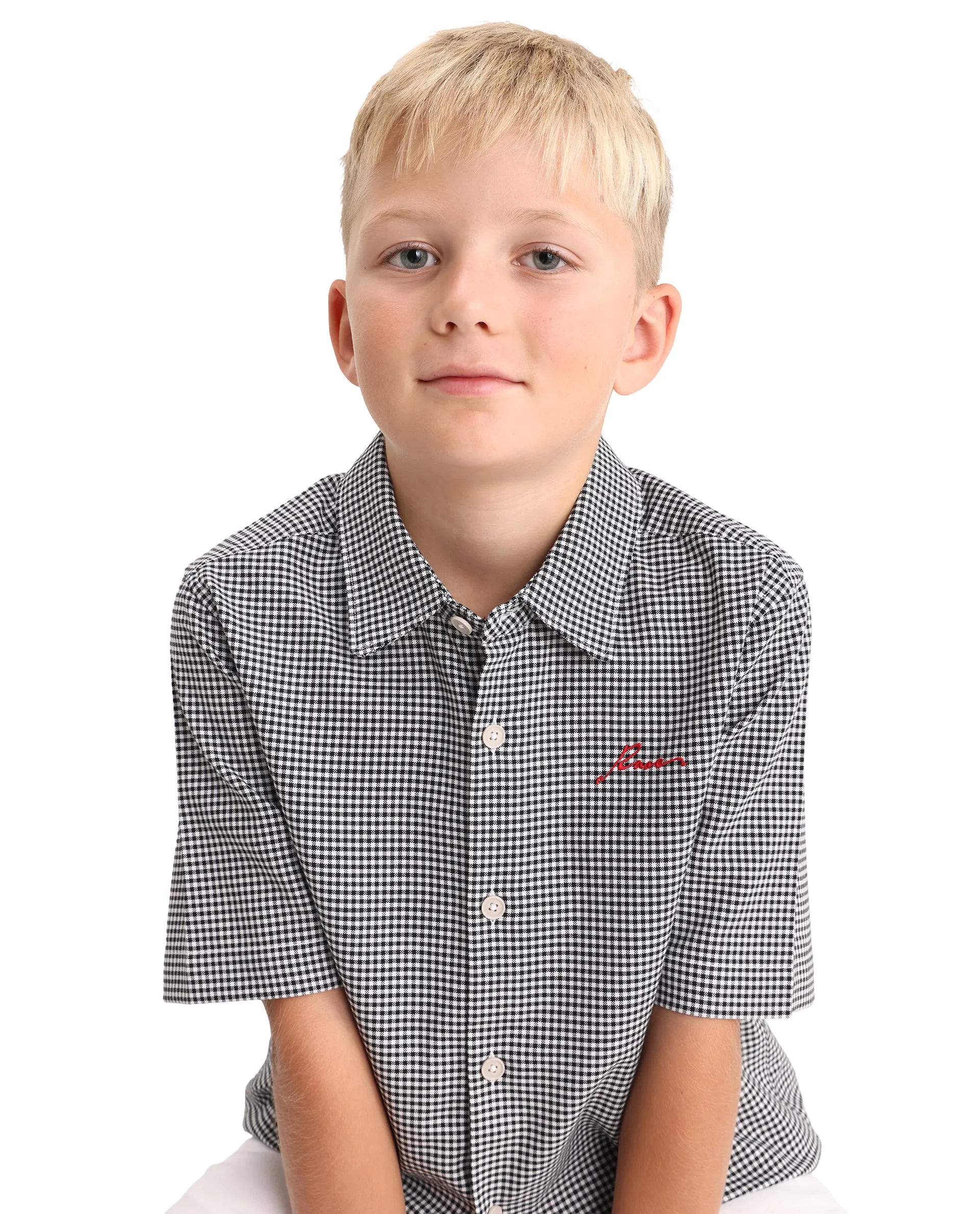 Rare Ones Kids Larton Black Cotton Fabric Button Closure Regular Fit Shirt
