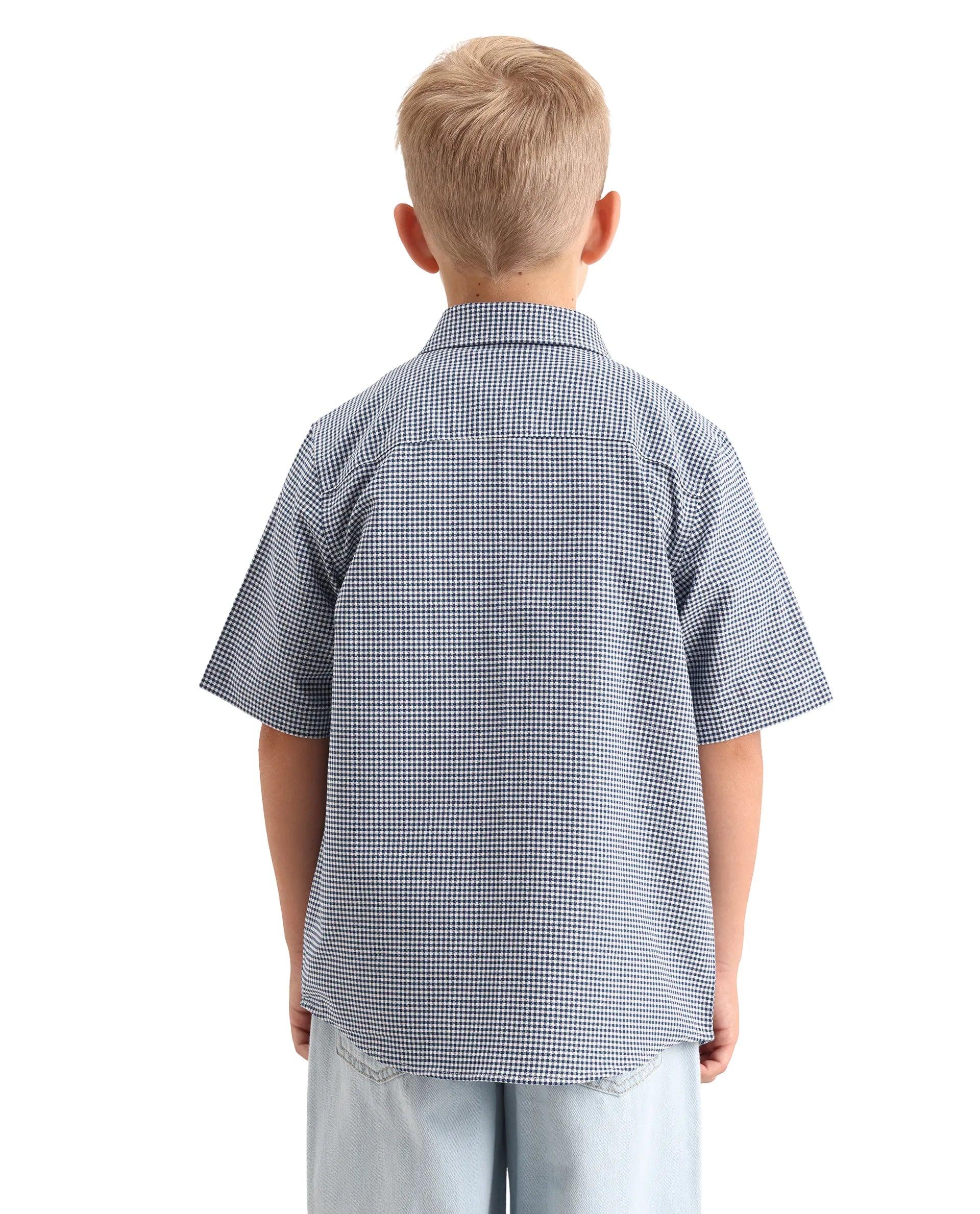 Rare Ones Kids Larton Light Blue Cotton Fabric Button Closure Regular Fit Shirt