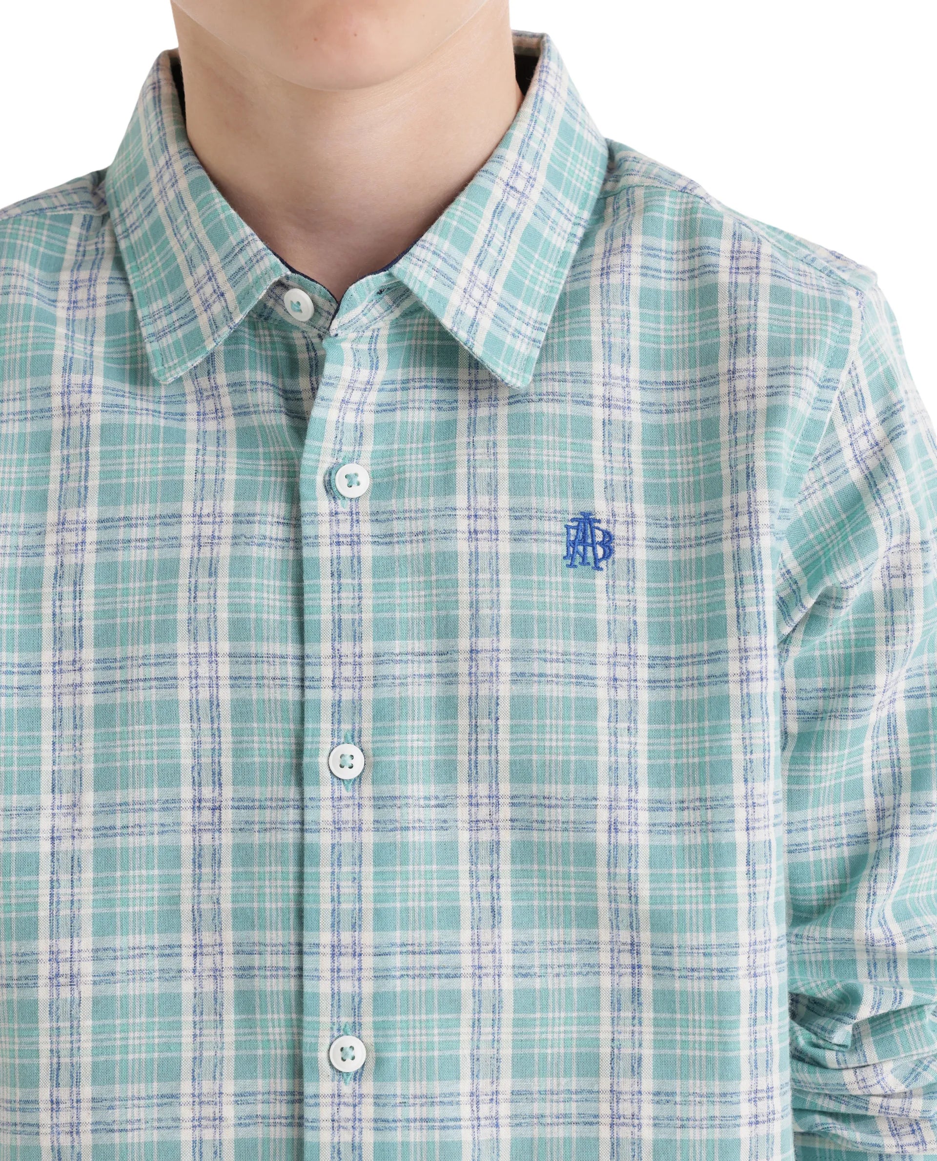 Rare Ones Kids Venzor Light Green Cotton Fabric Button Closure Regular Fit Shirt