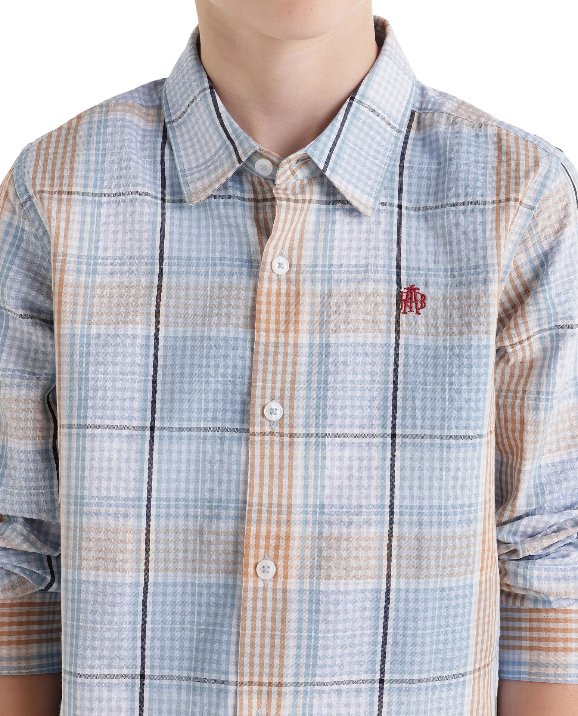 Rare Ones Kids Earst Dark Blue Cotton Blend Fabric Button Closure Regular Fit Shirt