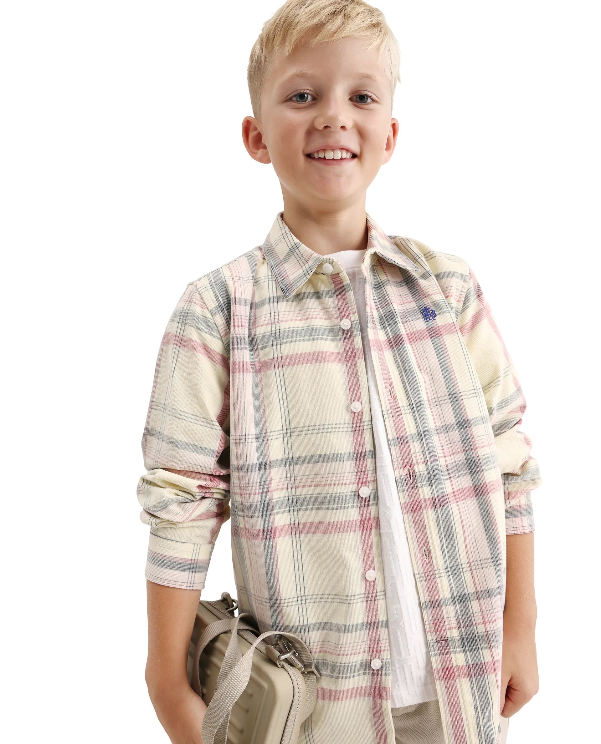 Rare Ones Kids Throo Light Red Cotton Blend Fabric Button Closure Regular Fit Shirt