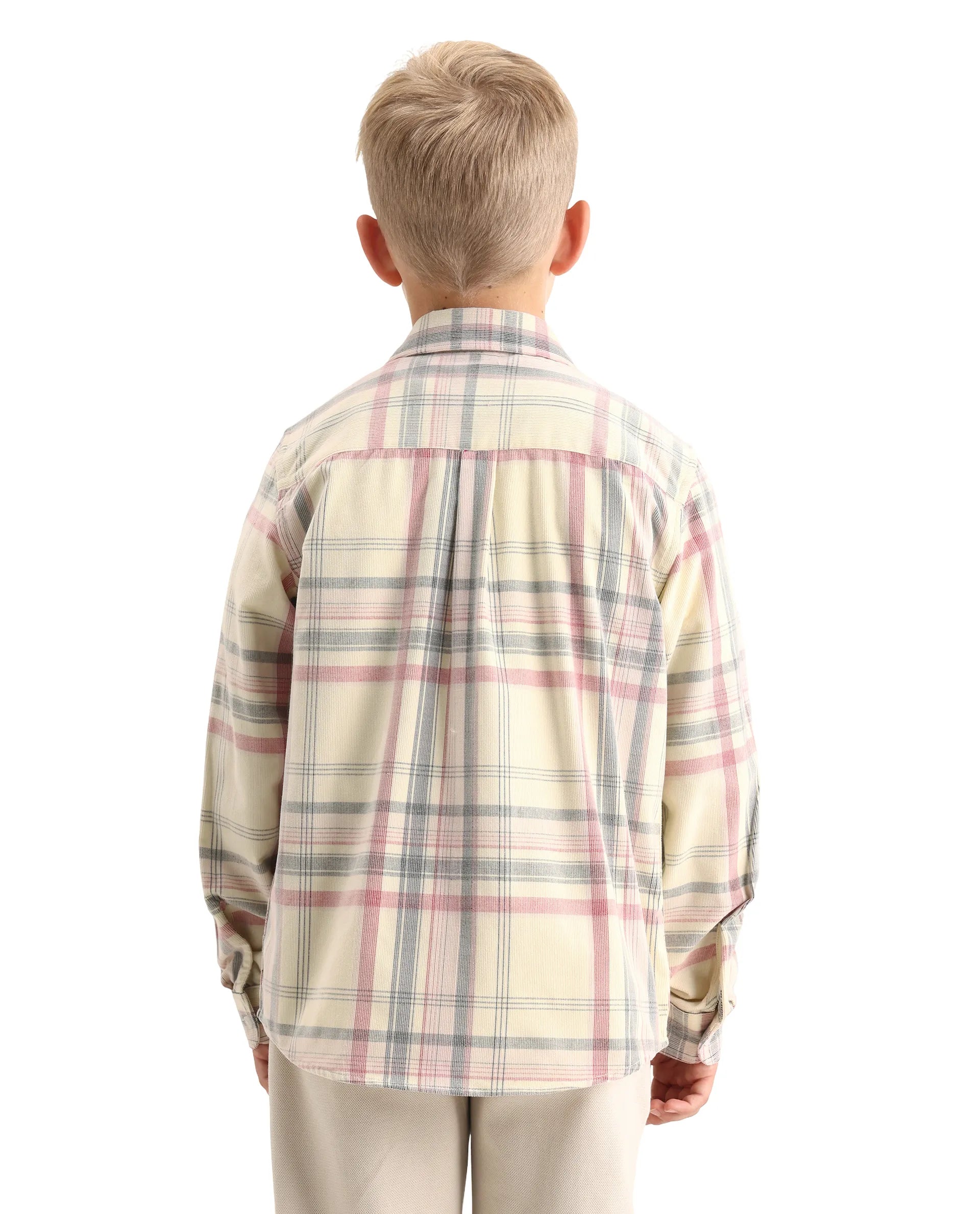 Rare Ones Kids Throo Light Red Cotton Blend Fabric Button Closure Regular Fit Shirt