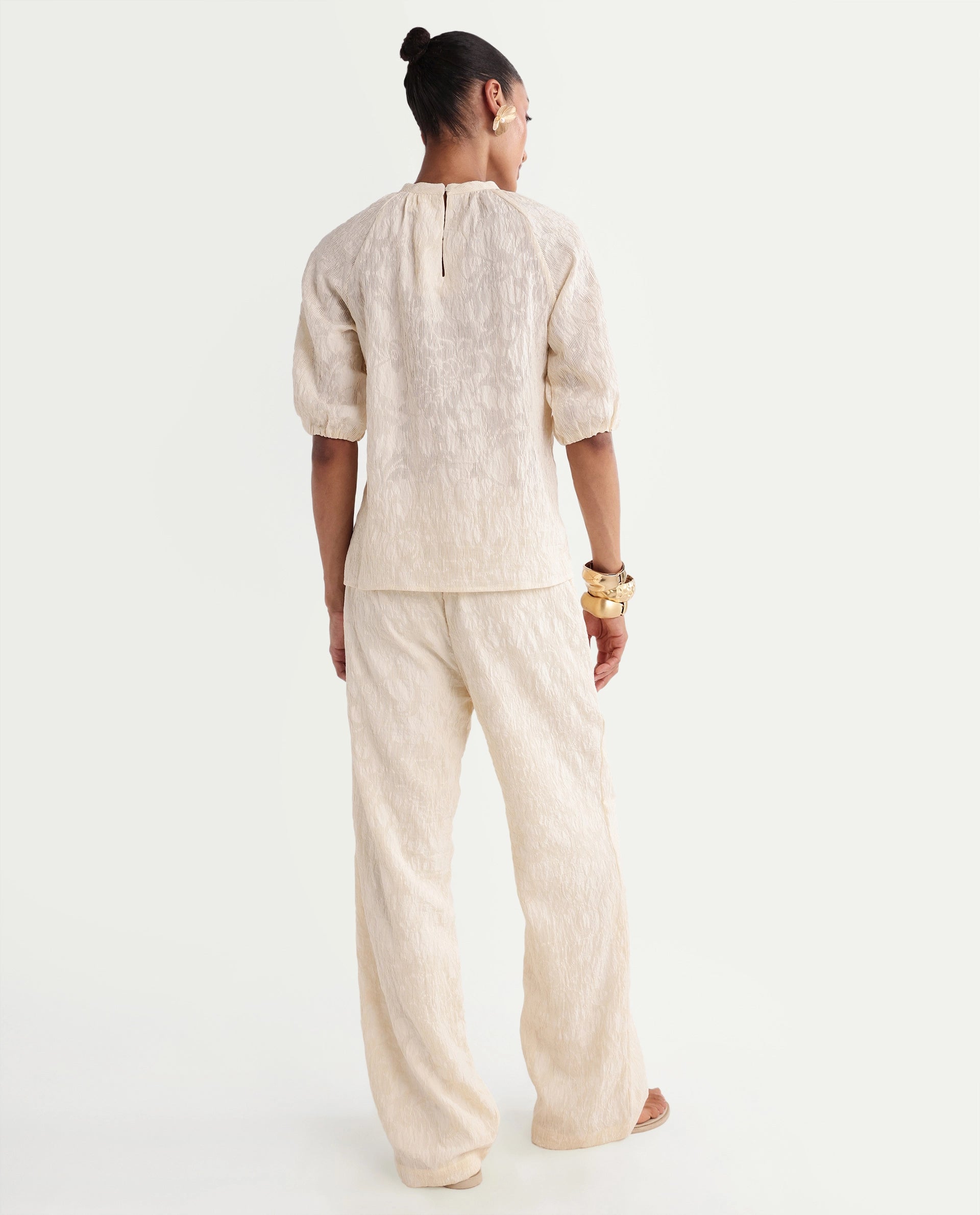 Rareism Women's Hanto-B Off White Viscose Blend Wide Plain Trouser