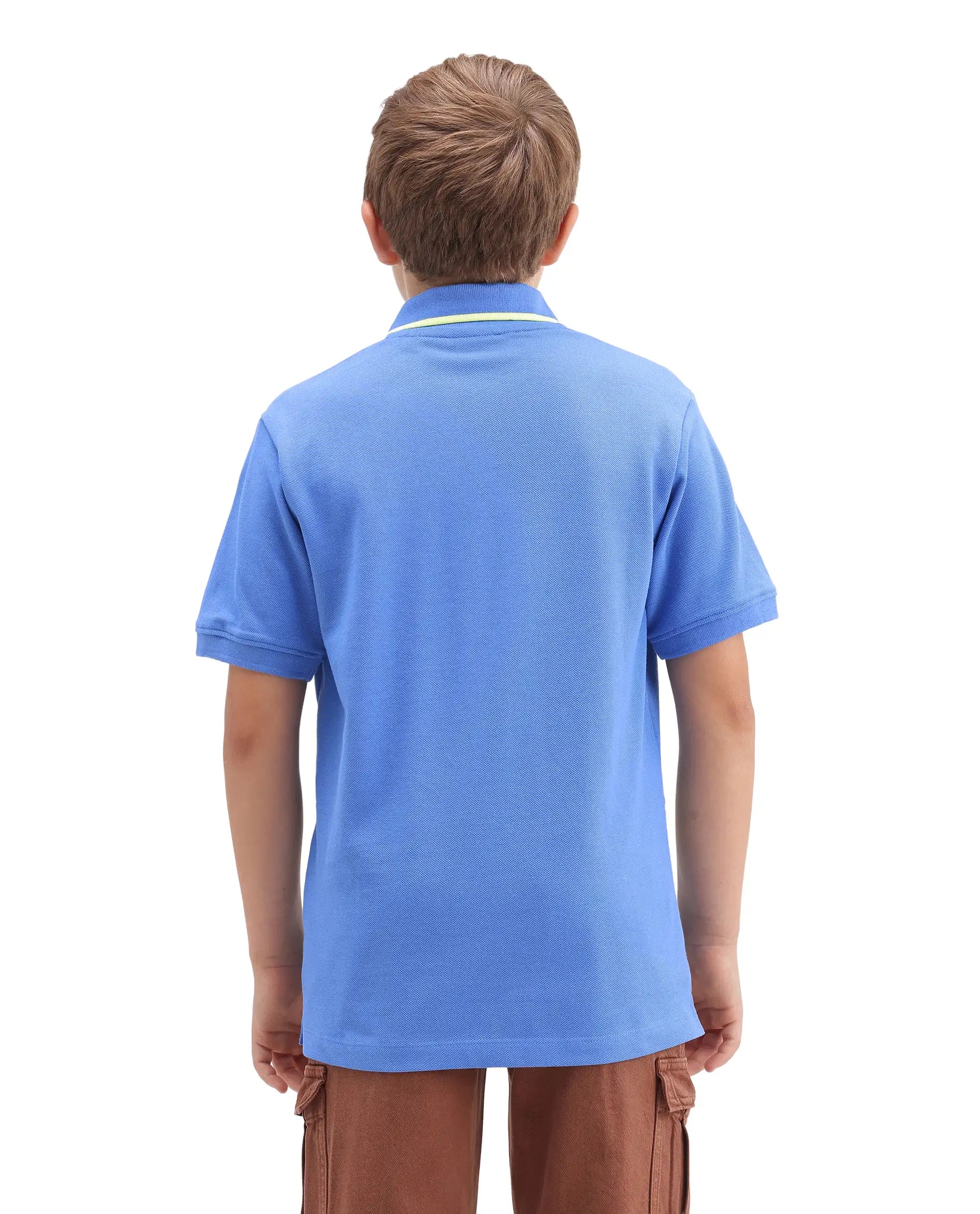 Rare Ones Kids Neah Blue Cotton Fabric Button Closure Regular Fit Polo