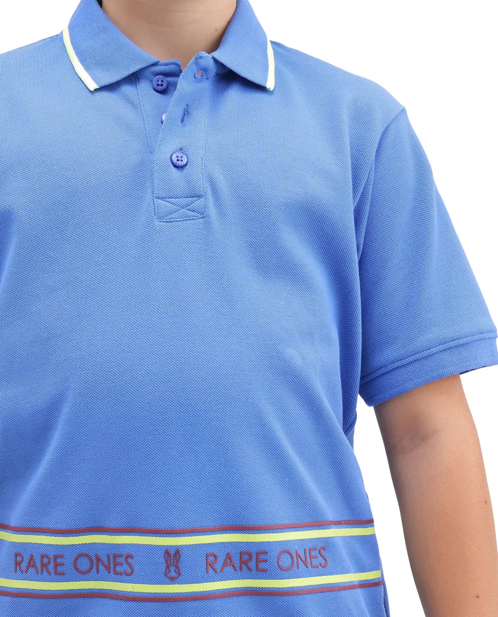 Rare Ones Kids Neah Blue Cotton Fabric Button Closure Regular Fit Polo