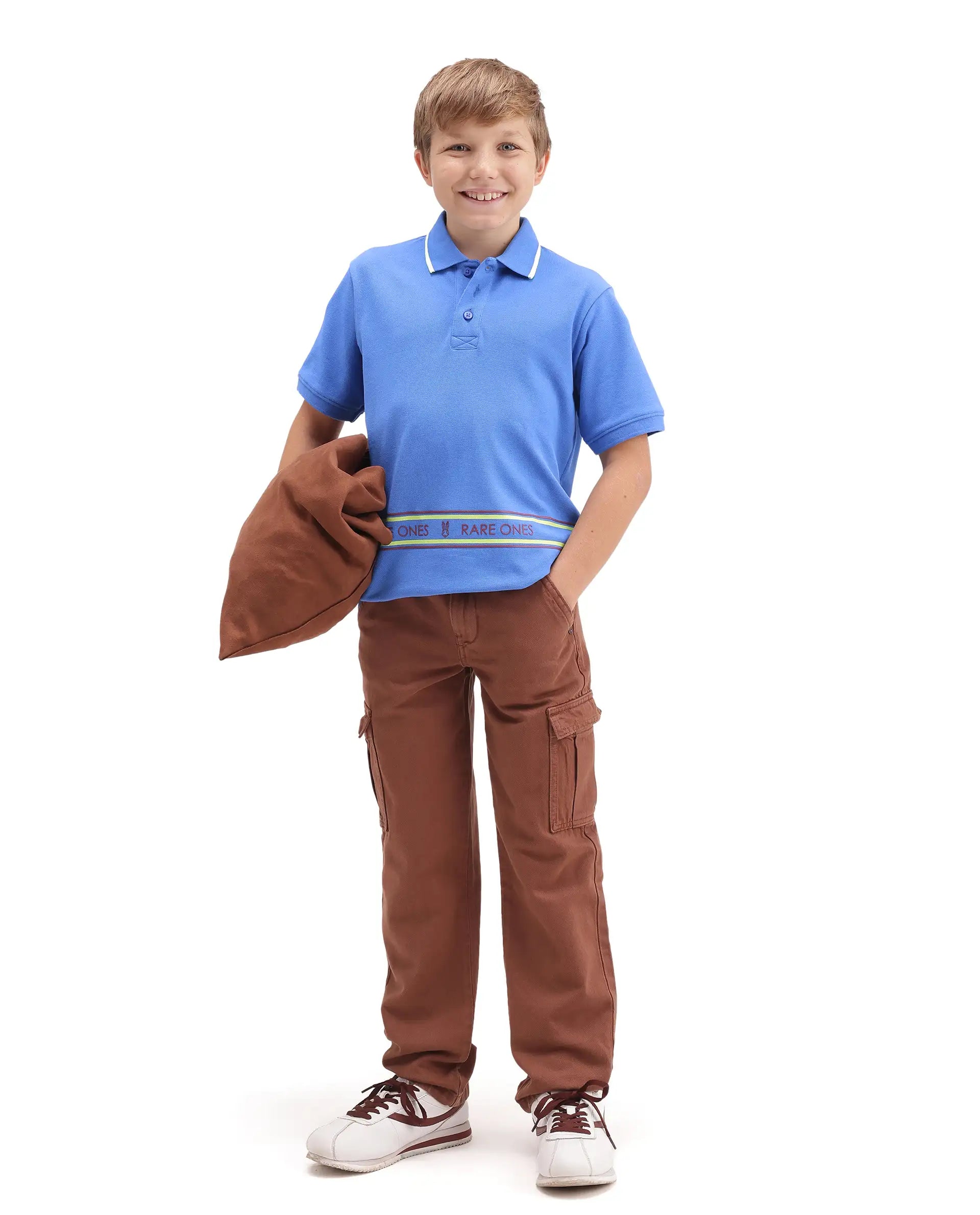 Rare Ones Kids Neah Blue Cotton Fabric Button Closure Regular Fit Polo