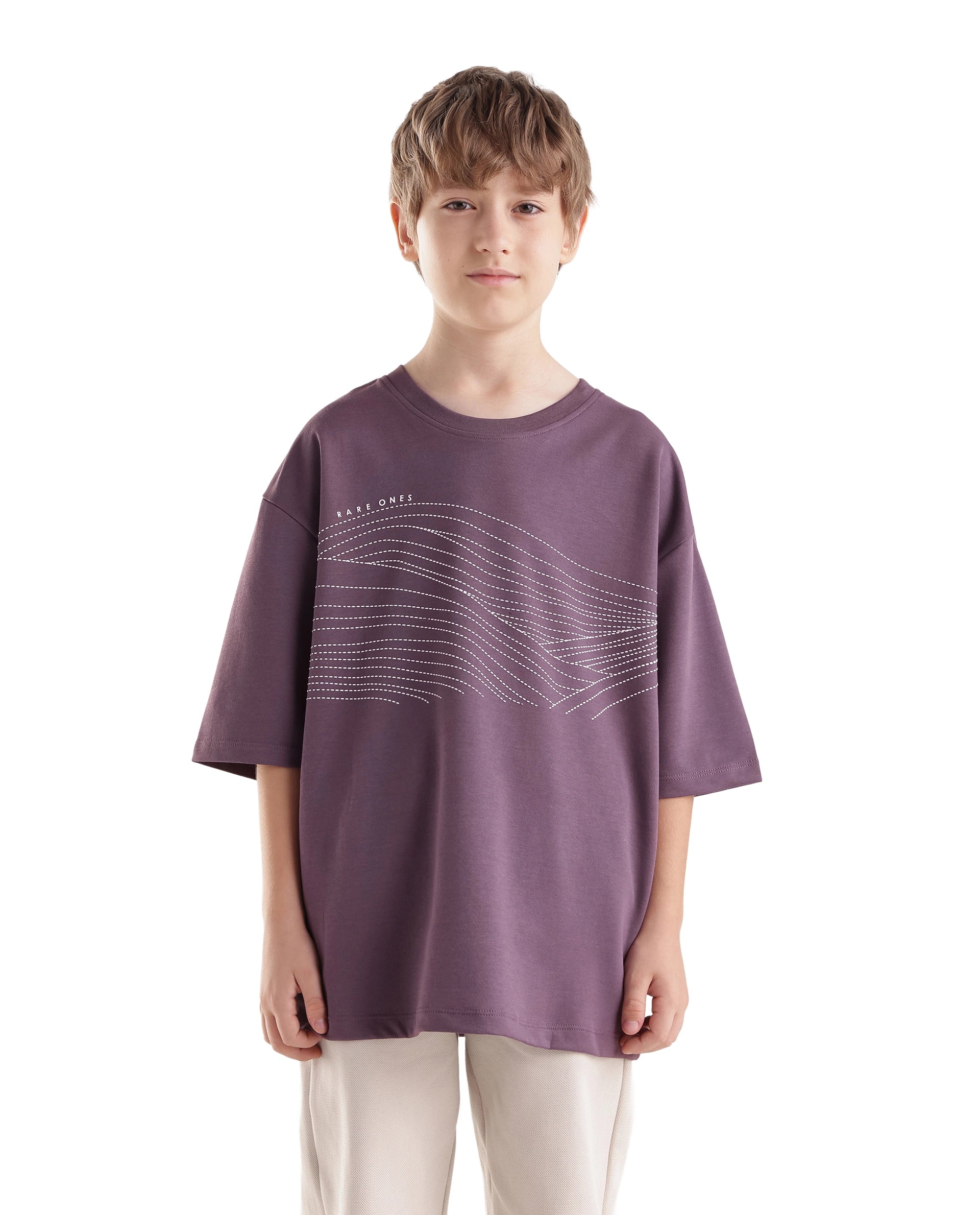Rare Ones Kids Vint26-K Dusky Pink Cotton Blend Fabric Pull-On Closure Oversized Fit T-Shirt