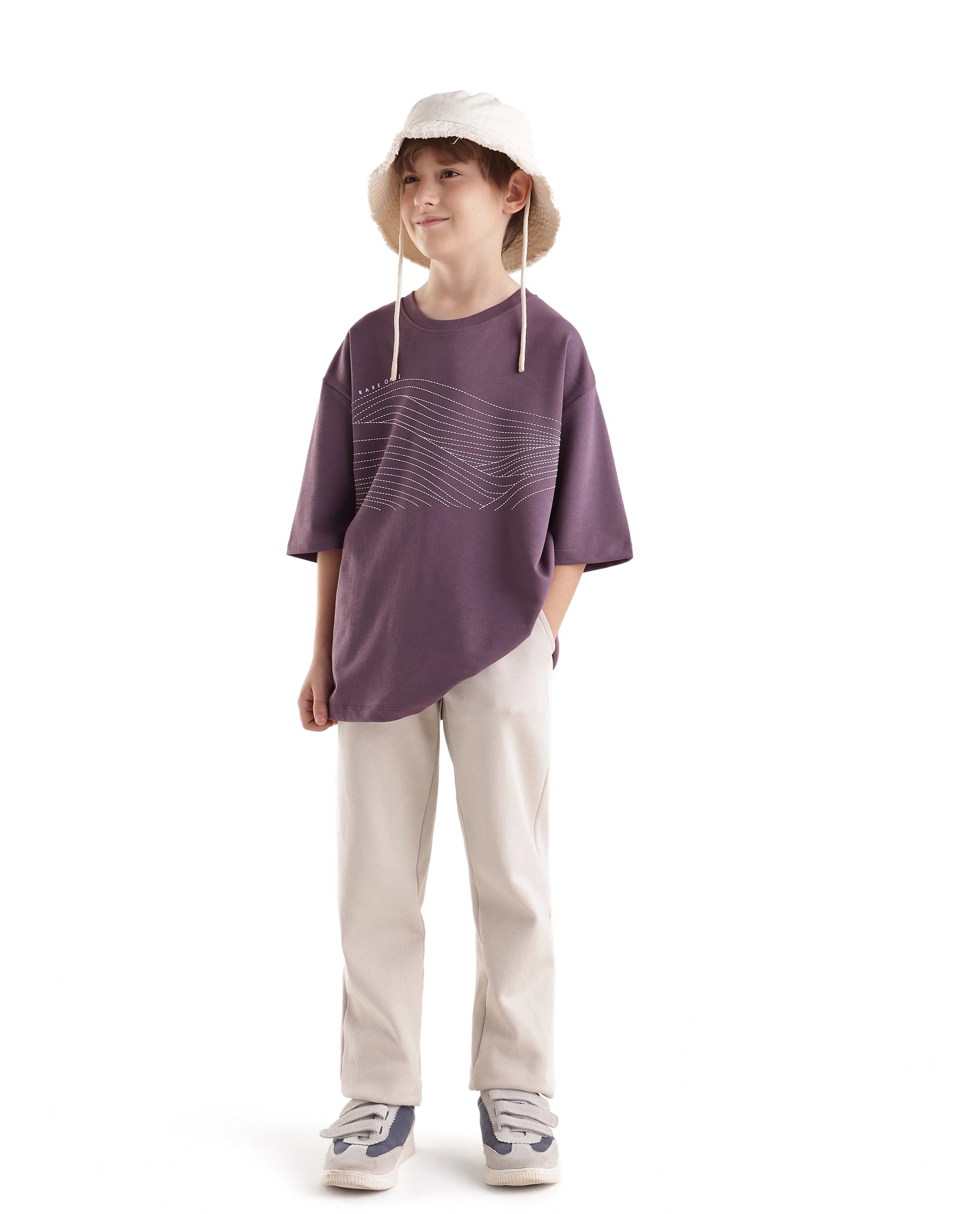 Rare Ones Kids Vint26-K Dusky Pink Cotton Blend Fabric Pull-On Closure Oversized Fit T-Shirt
