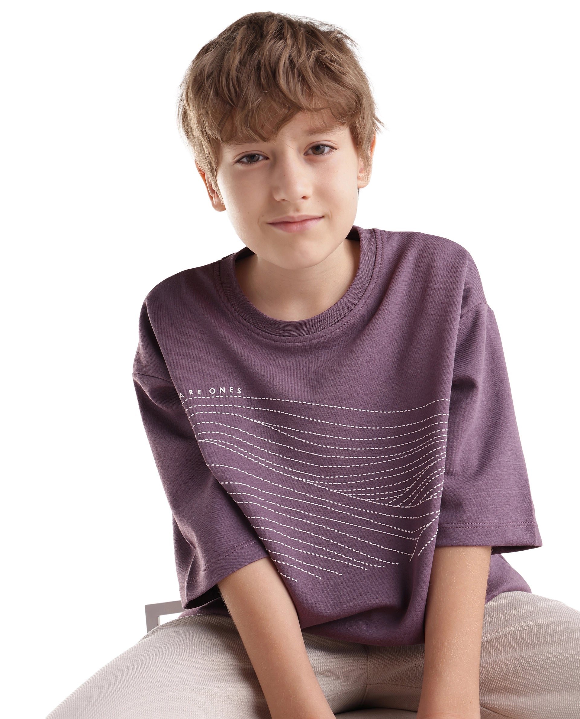 Rare Ones Kids Vint26-K Dusky Pink Cotton Blend Fabric Pull-On Closure Oversized Fit T-Shirt