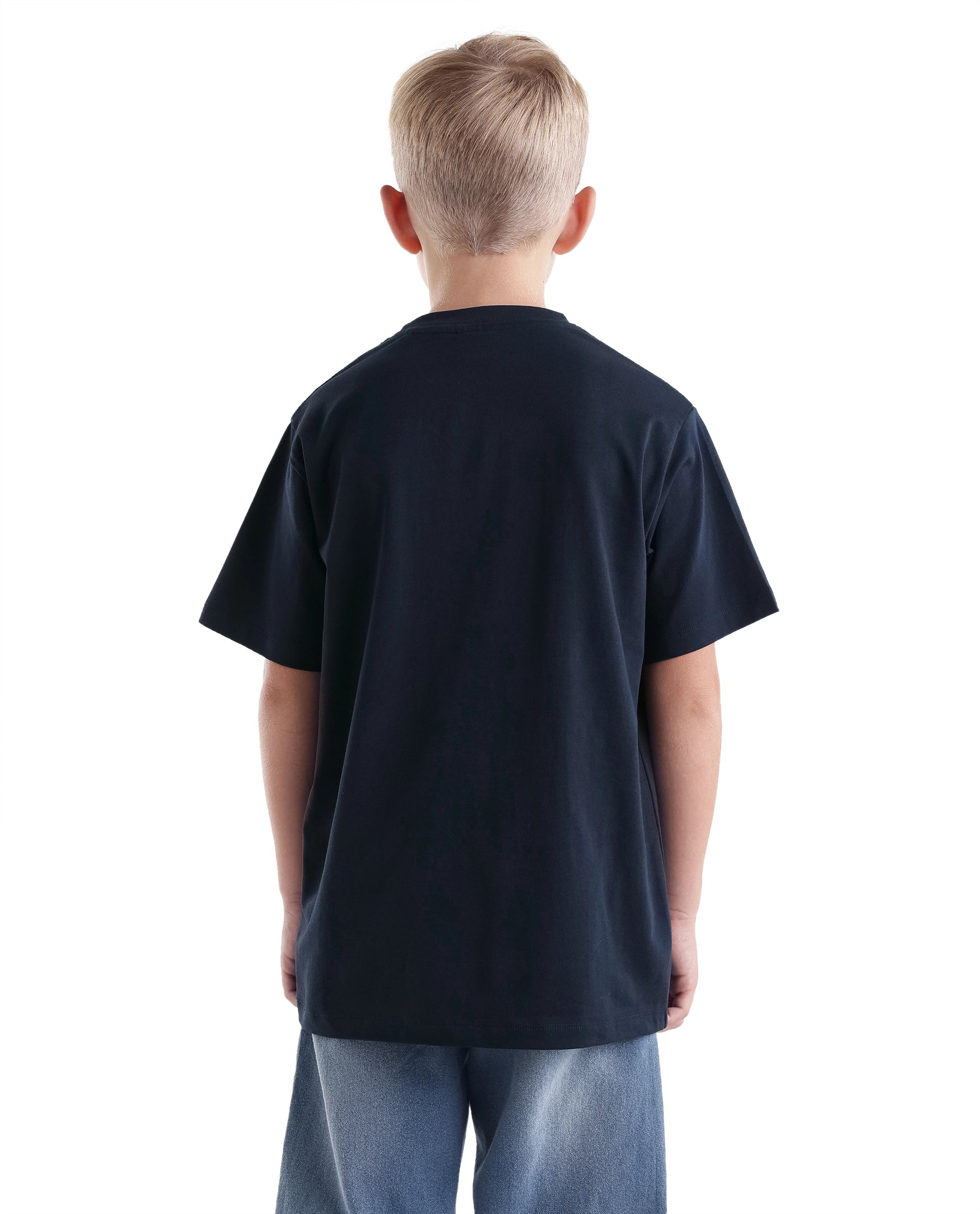 Rare Ones Kids Citz-26 Dark Navy Cotton Blend Fabric Pull-On Closure Regular Fit T-Shirt