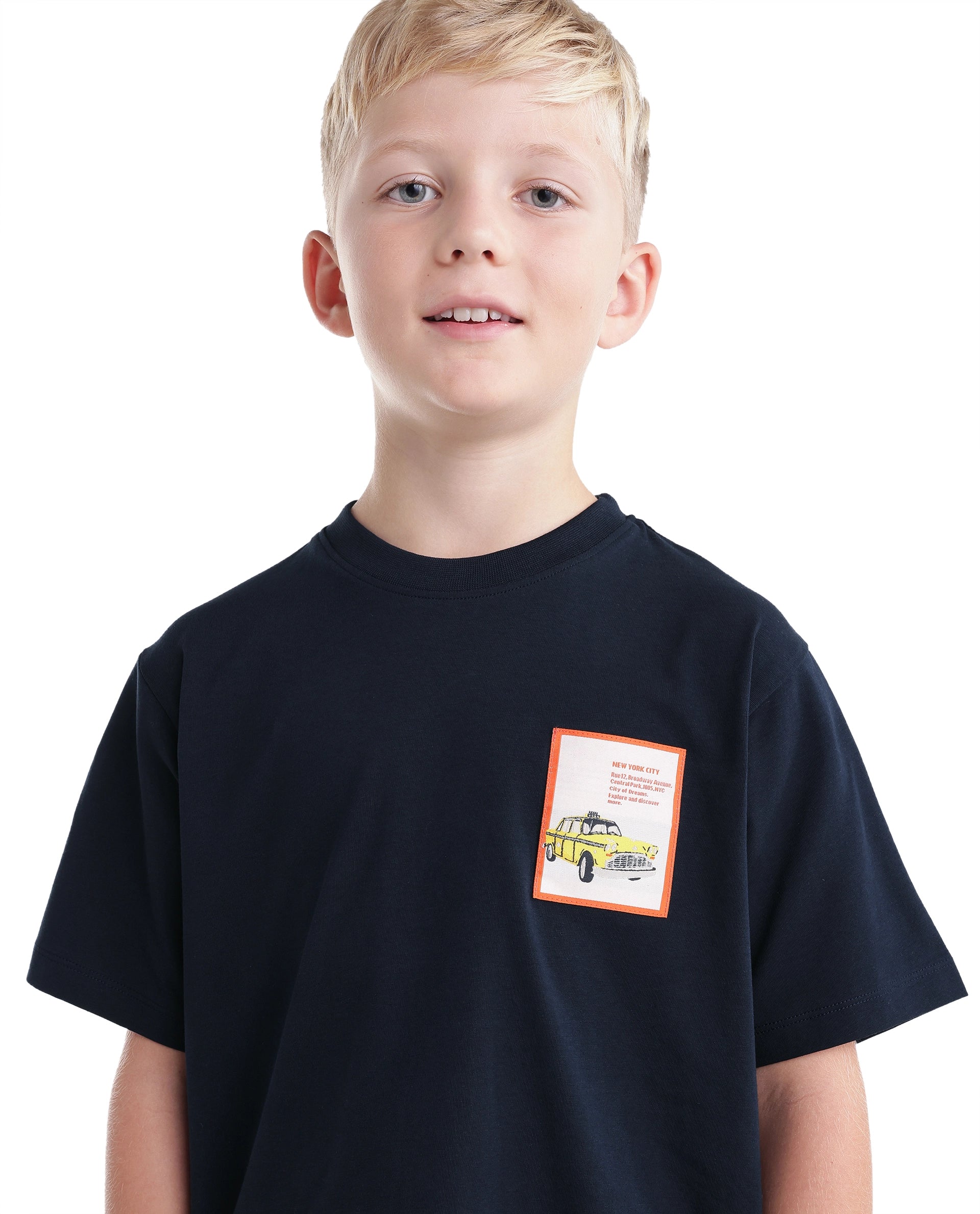 Rare Ones Kids Citz-26 Dark Navy Cotton Blend Fabric Pull-On Closure Regular Fit T-Shirt