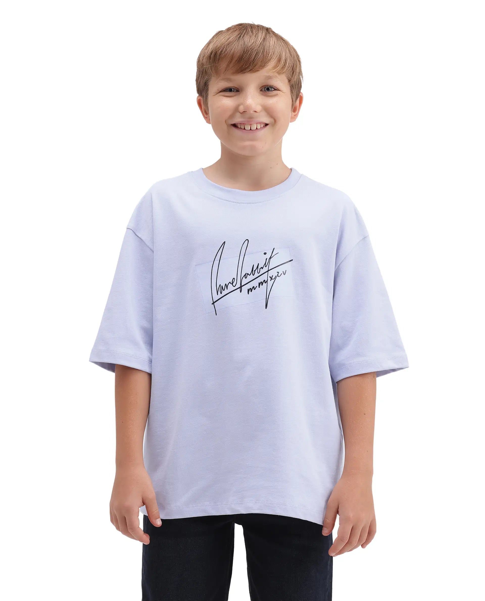Rare Ones Kids Raydo-K Light Purple Cotton Fabric Pull-On Closure Oversized Fit T-Shirt