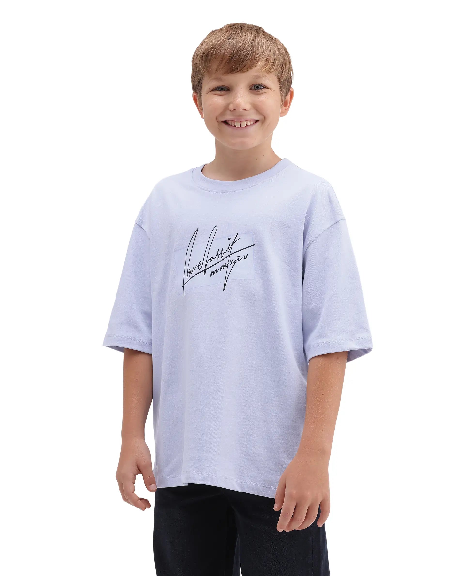 Rare Ones Kids Raydo-K Light Purple Cotton Fabric Pull-On Closure Oversized Fit T-Shirt