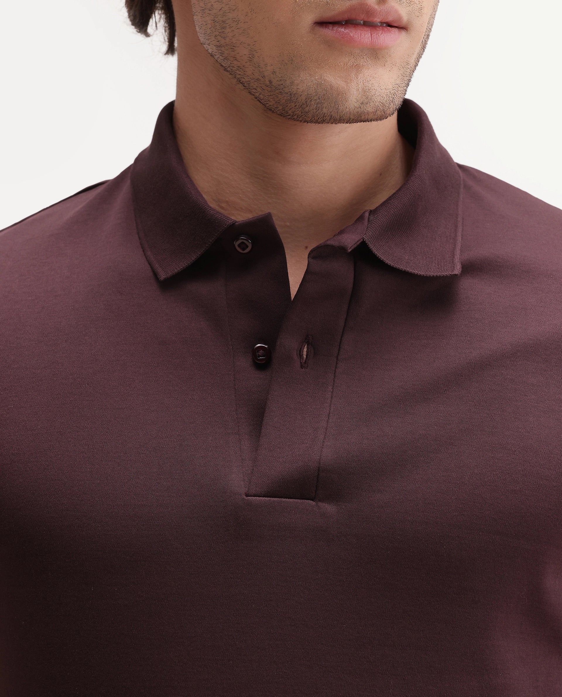 Rare Rabbit Men's Basic Rr-Corp-Tove Maroon Cotton Spread Collar Regular Plain Polo